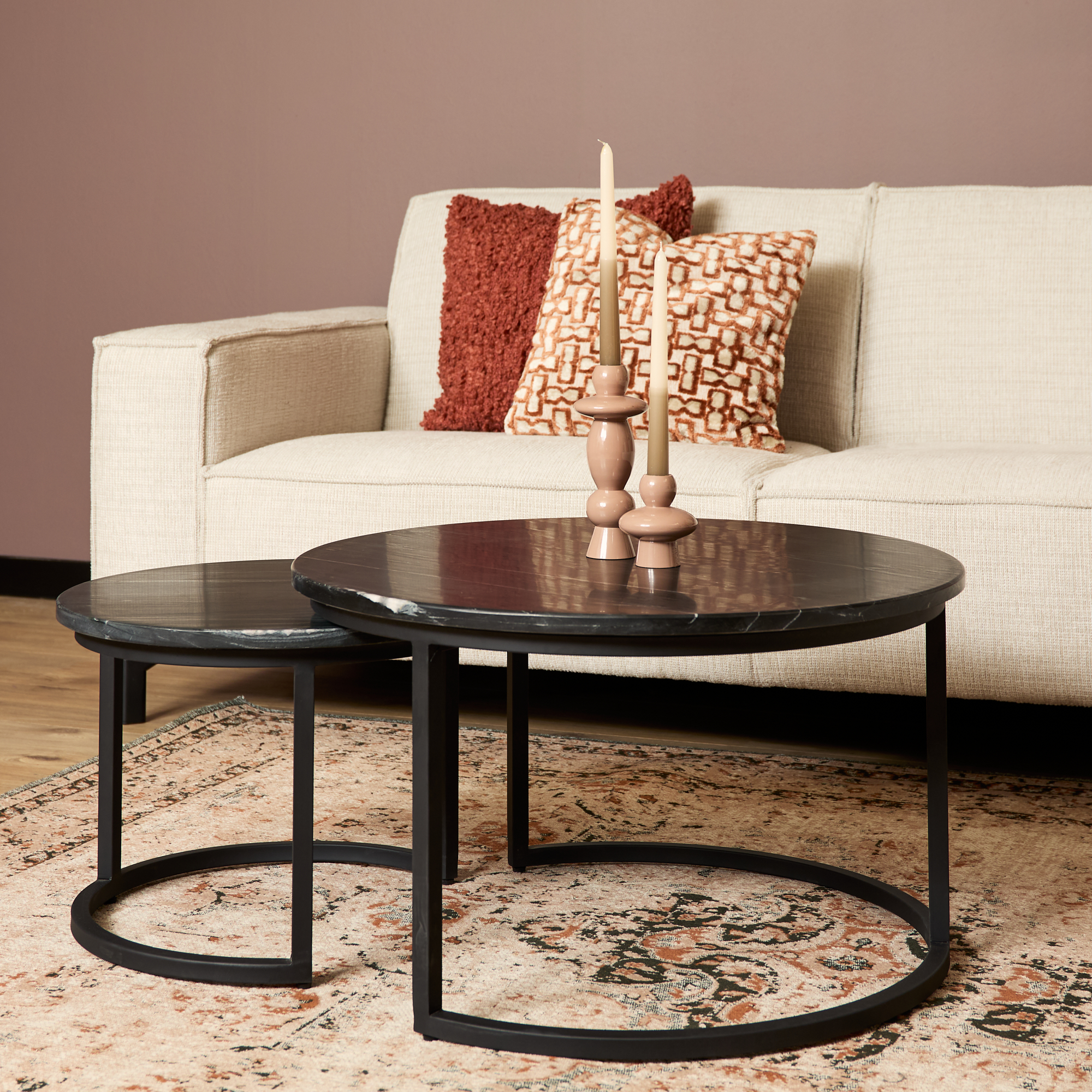 Salontafel set Nova Zwart Marmer 70 cm - Image 1