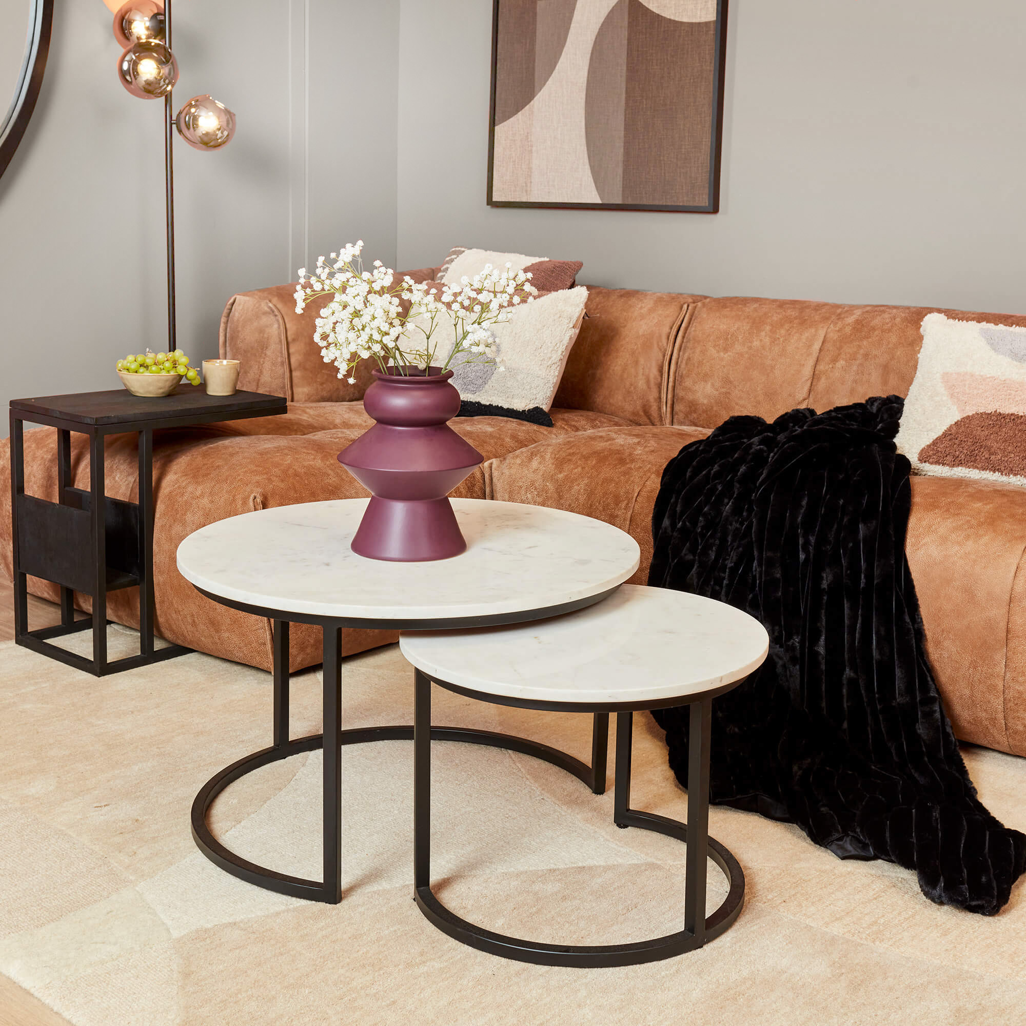 Salontafel set Nova Wit Marmer 70 cm - Image 1