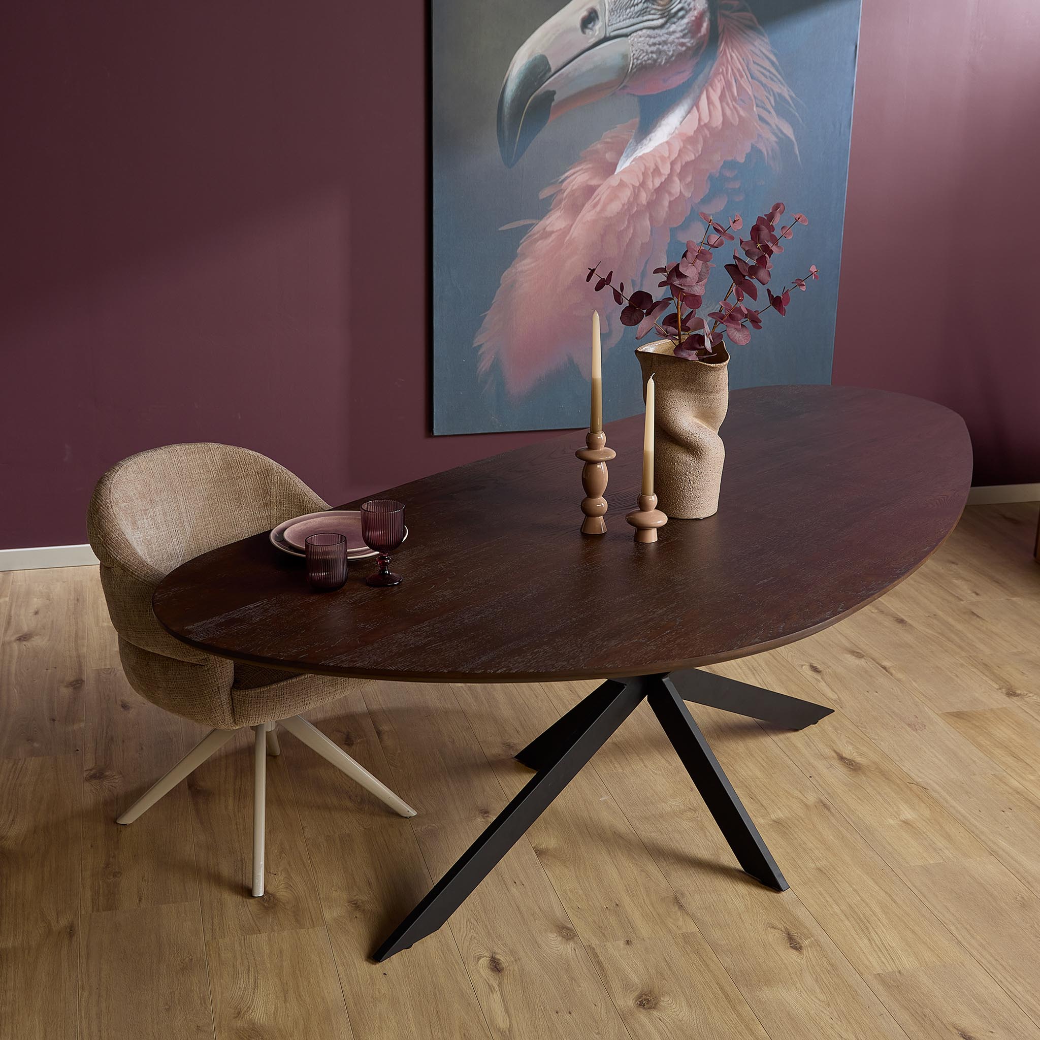 STF-1052_1 Organische eettafel Cloud Bruin Eikenhout 180 cm - Image 2