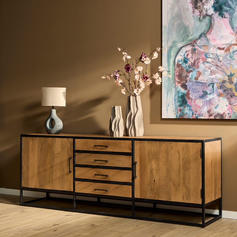 Dressoir Denver Naturel Mangohout 210 cm - Image 1