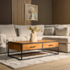 Salontafel Denver met lades Naturel Mangohout 130 cm - Image 1