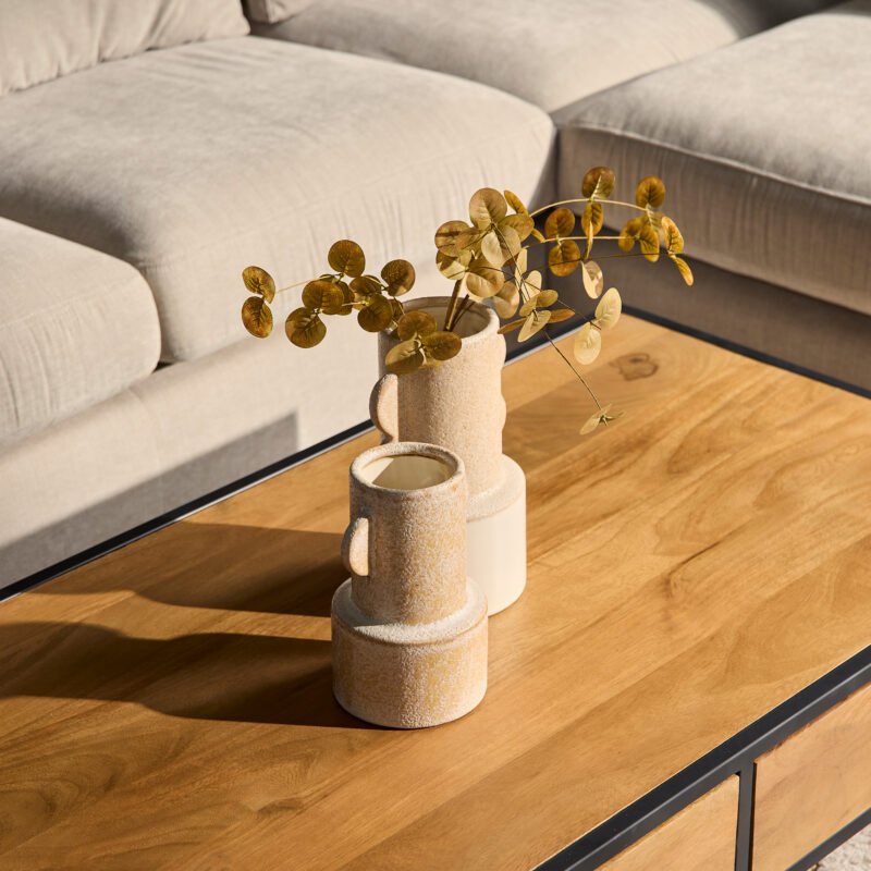 Salontafel Denver met lades Naturel Mangohout 130 cm - Image 2