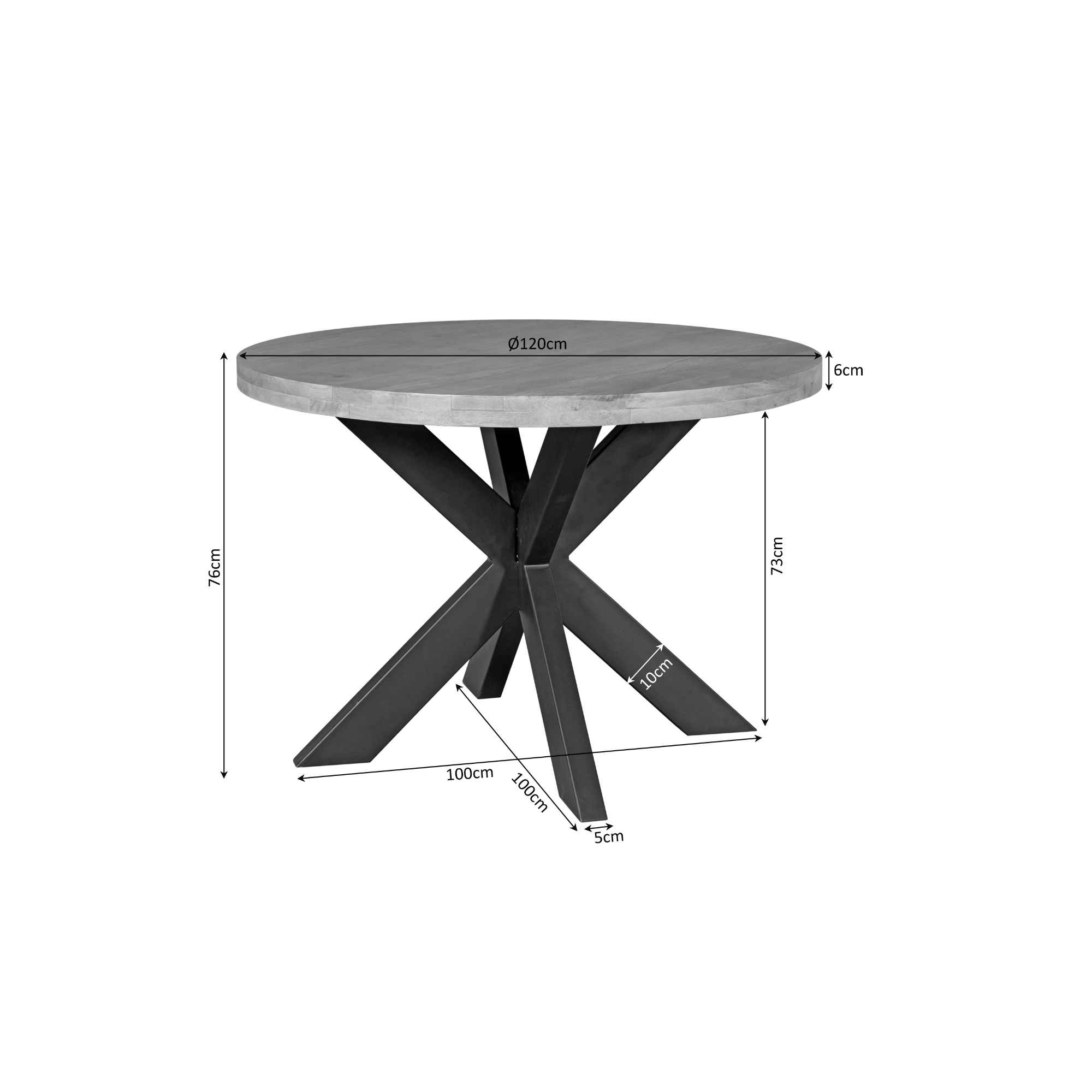 Ronde eettafel Denver Naturel Mangohout 120 cm - Image 5