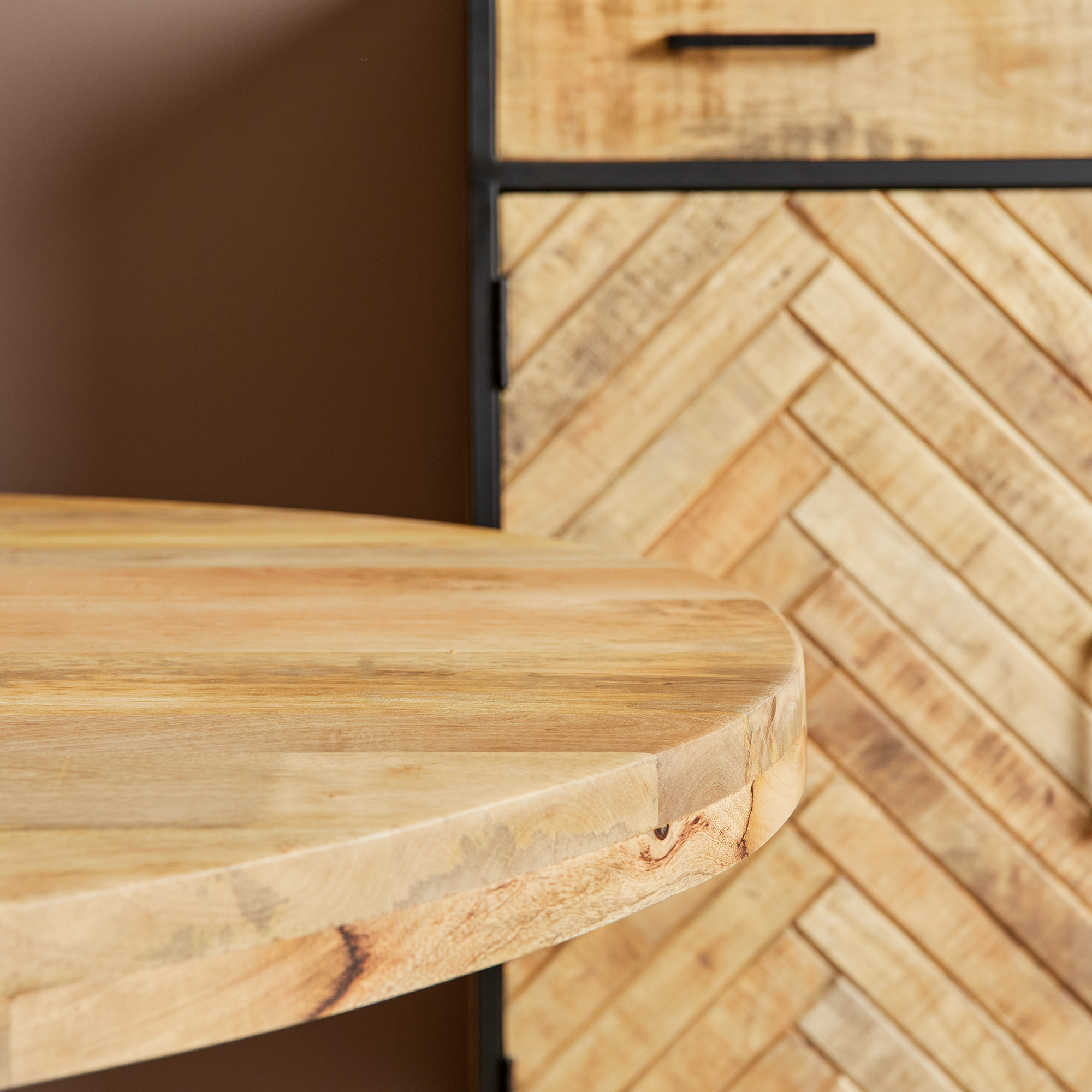 Ronde eettafel Denver Naturel Mangohout 120 cm - Image 6