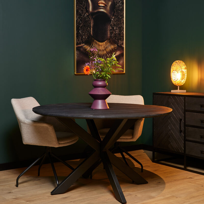 Ronde eettafel New York Zwart Mangohout 120 cm - Image 1