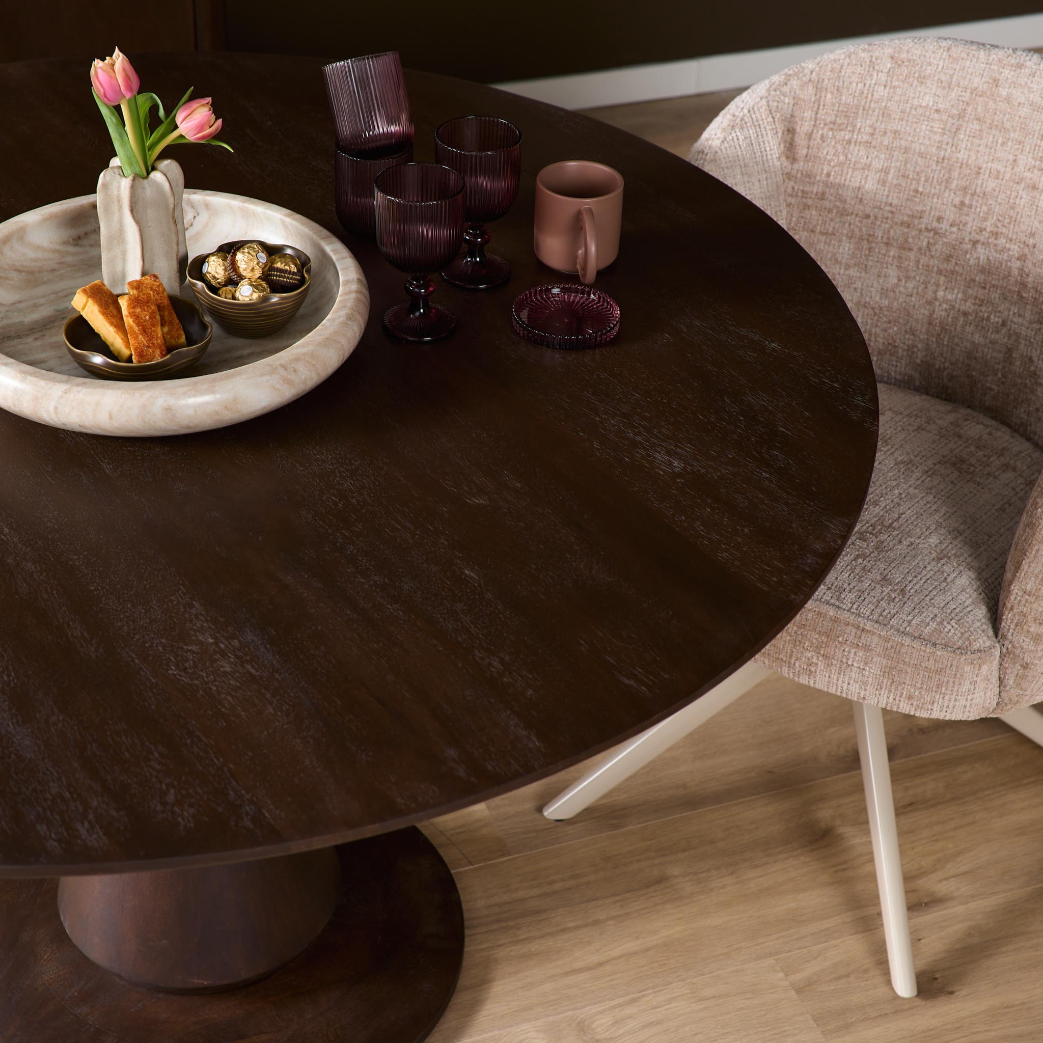 STF-7203_2 Ronde eettafel Lima Bruin Mangohout 130 cm - Image 3
