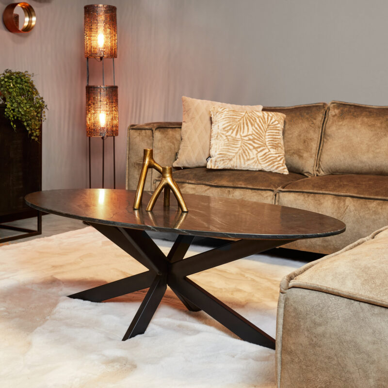 Ovale salontafel Faye Zwart Marmer 120 cm - Image 1