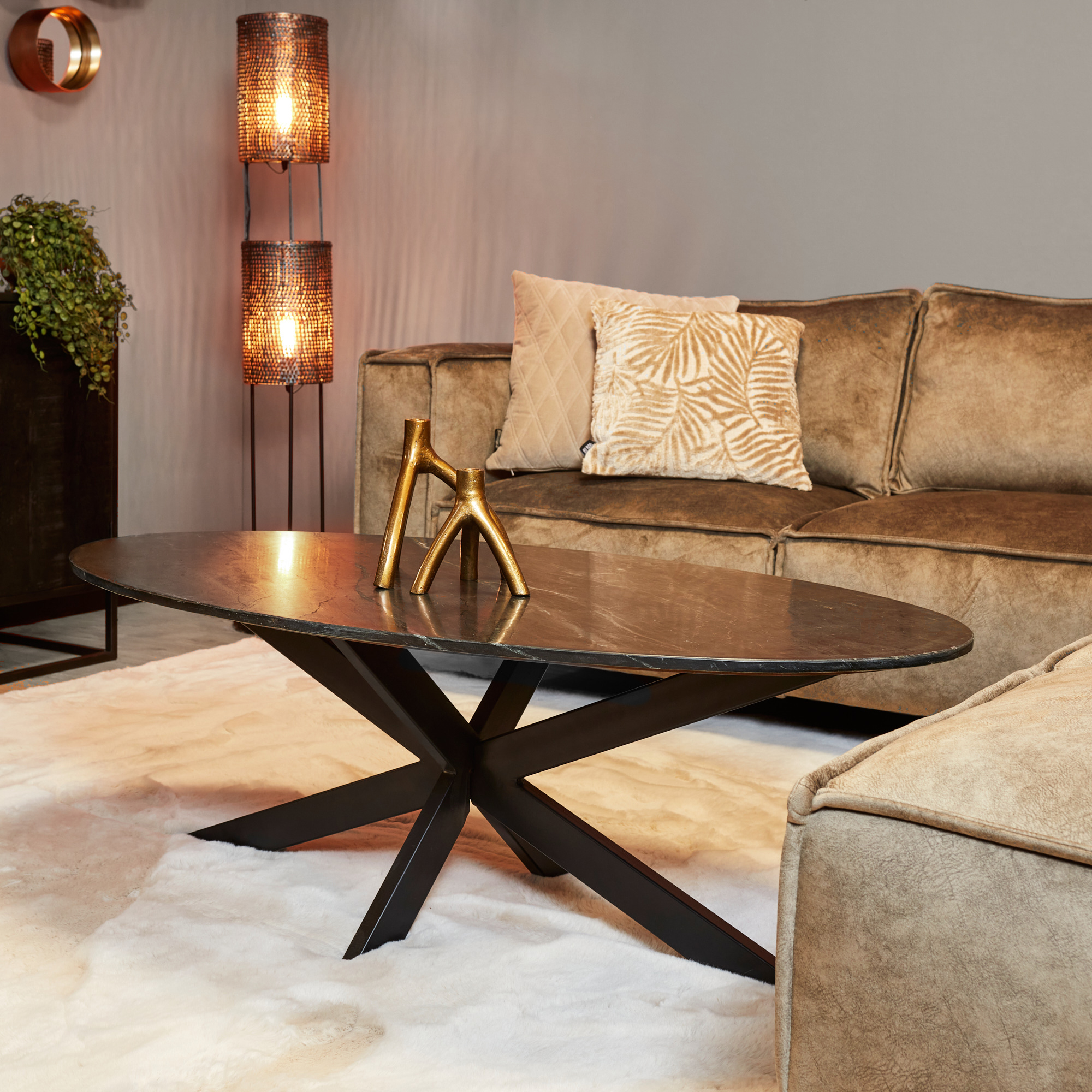 Ovale salontafel Faye Zwart Marmer 120 cm - Image 1