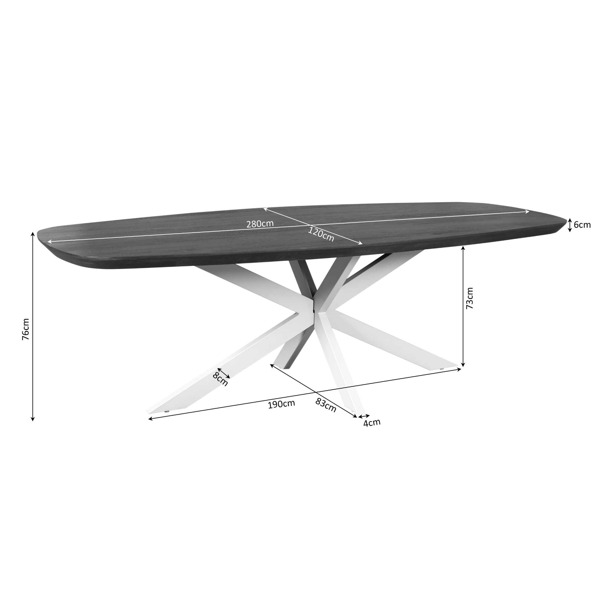 STF-6799_8 Deens ovale eettafel Madison Bruin Poot Zwart Mangohout 280 cm - Image 9