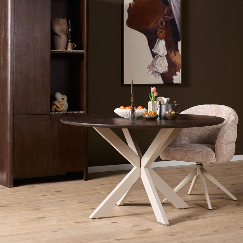 Ronde eettafel Madison Bruin Poot Zand Mangohout 110 cm - Image 1