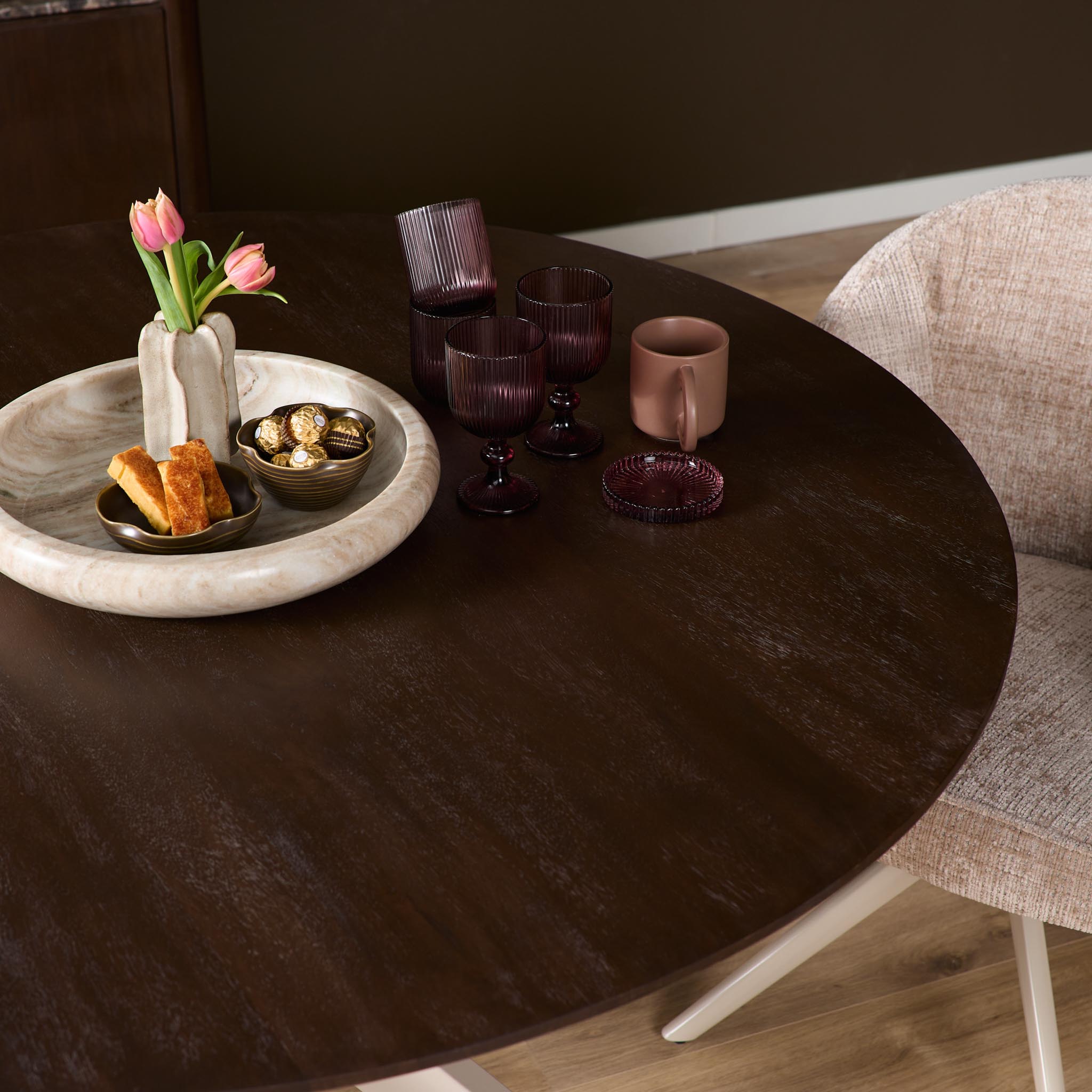 Ronde eettafel Madison Bruin Poot Zand Mangohout 110 cm - Image 3