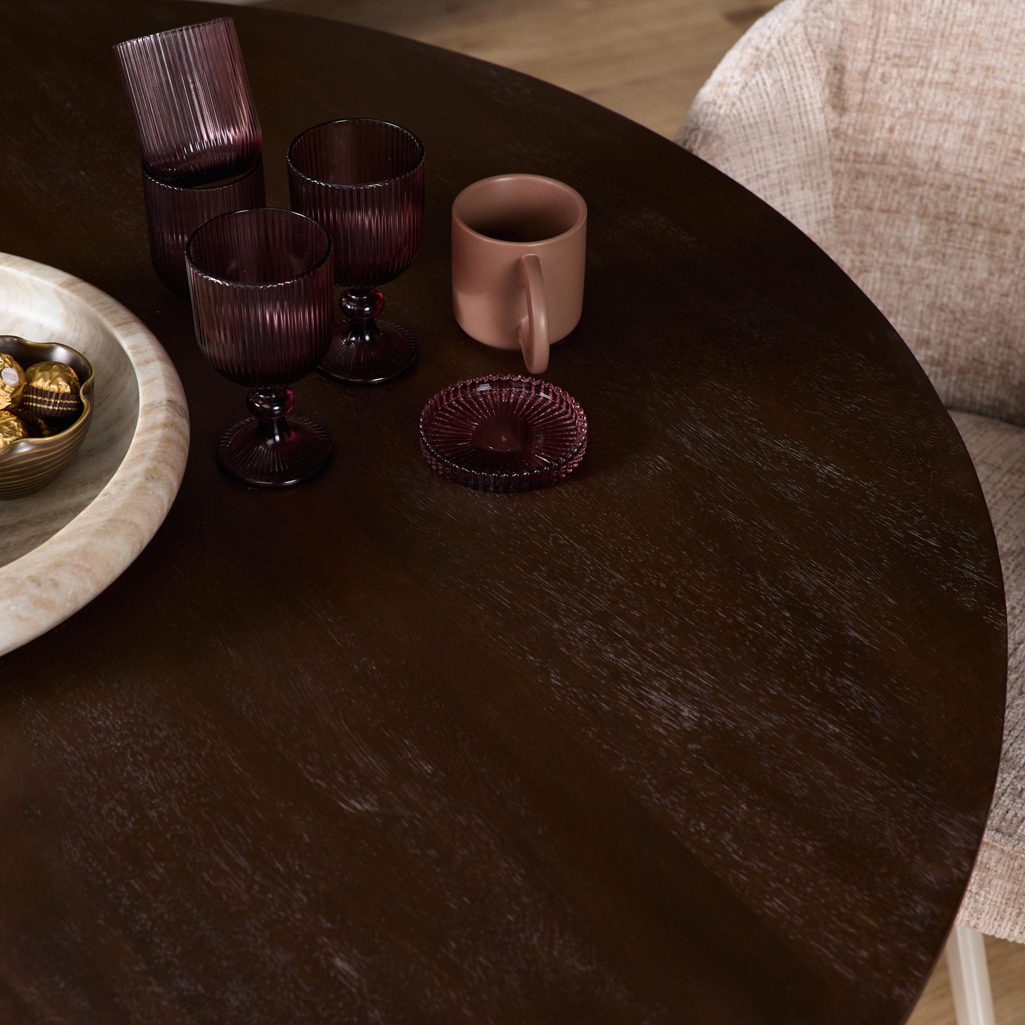 Ronde eettafel Madison Bruin Poot Zand Mangohout 110 cm - Image 4