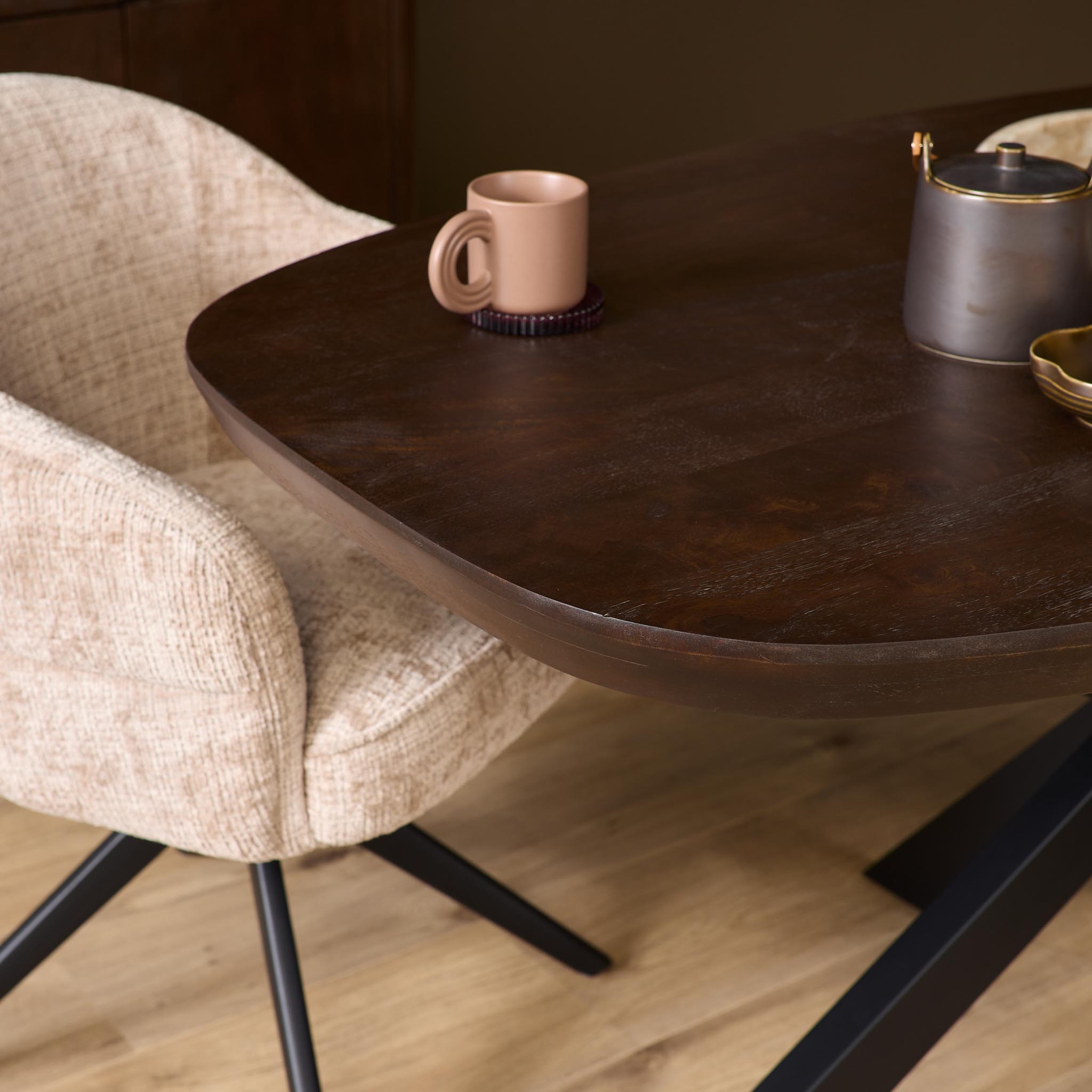 Deens ovale eettafel Madison Bruin Poot Zwart Mangohout 200 cm - Image 3