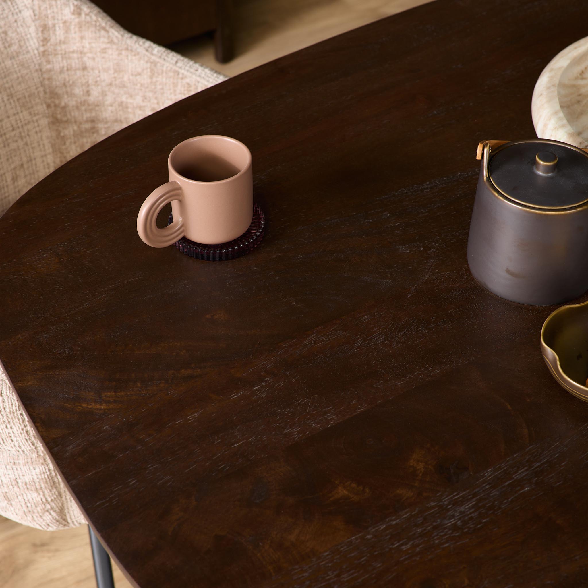 Deens ovale eettafel Madison Bruin Poot Zwart Mangohout 160 cm - Image 3