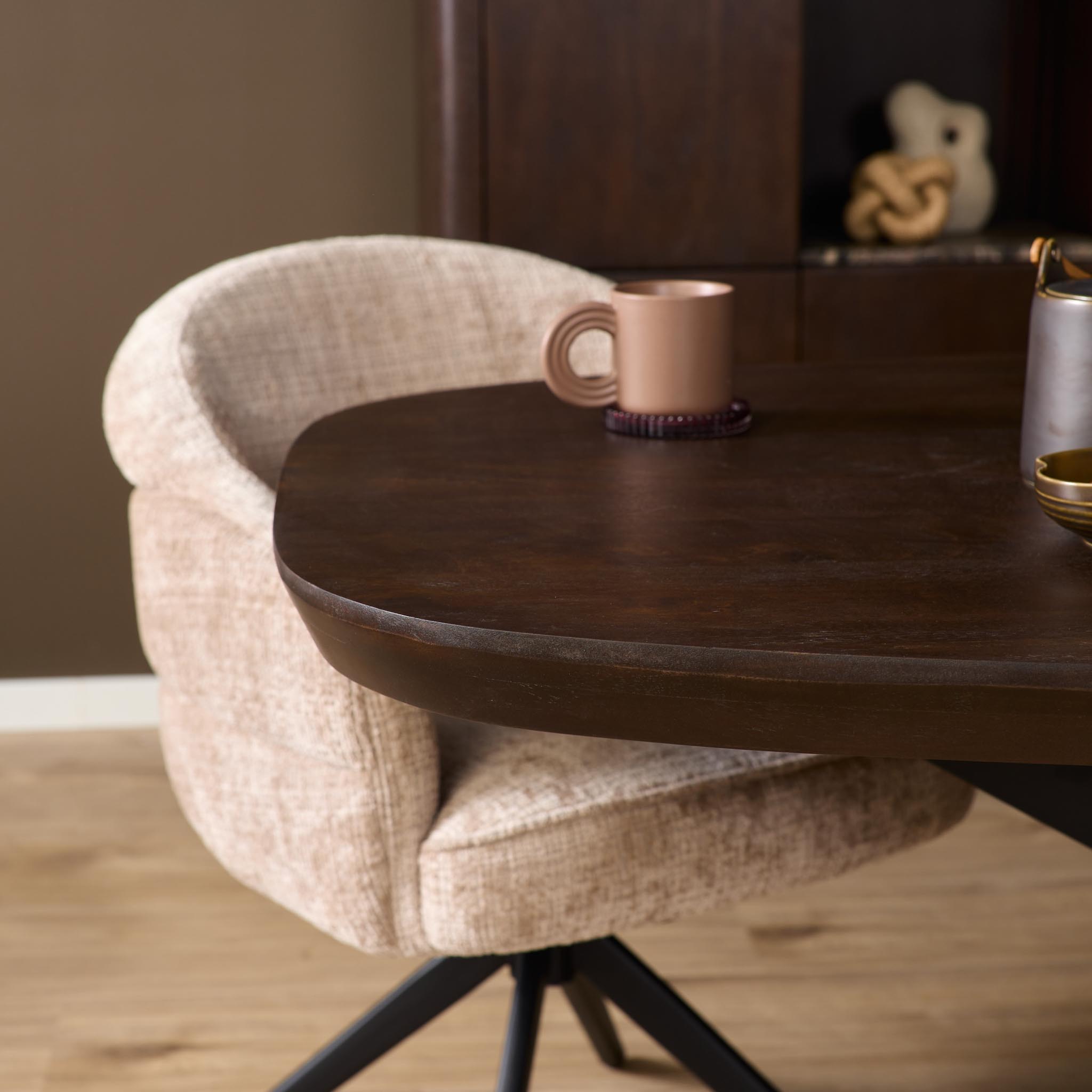 Deens ovale eettafel Madison Bruin Poot Zwart Mangohout 160 cm - Image 4