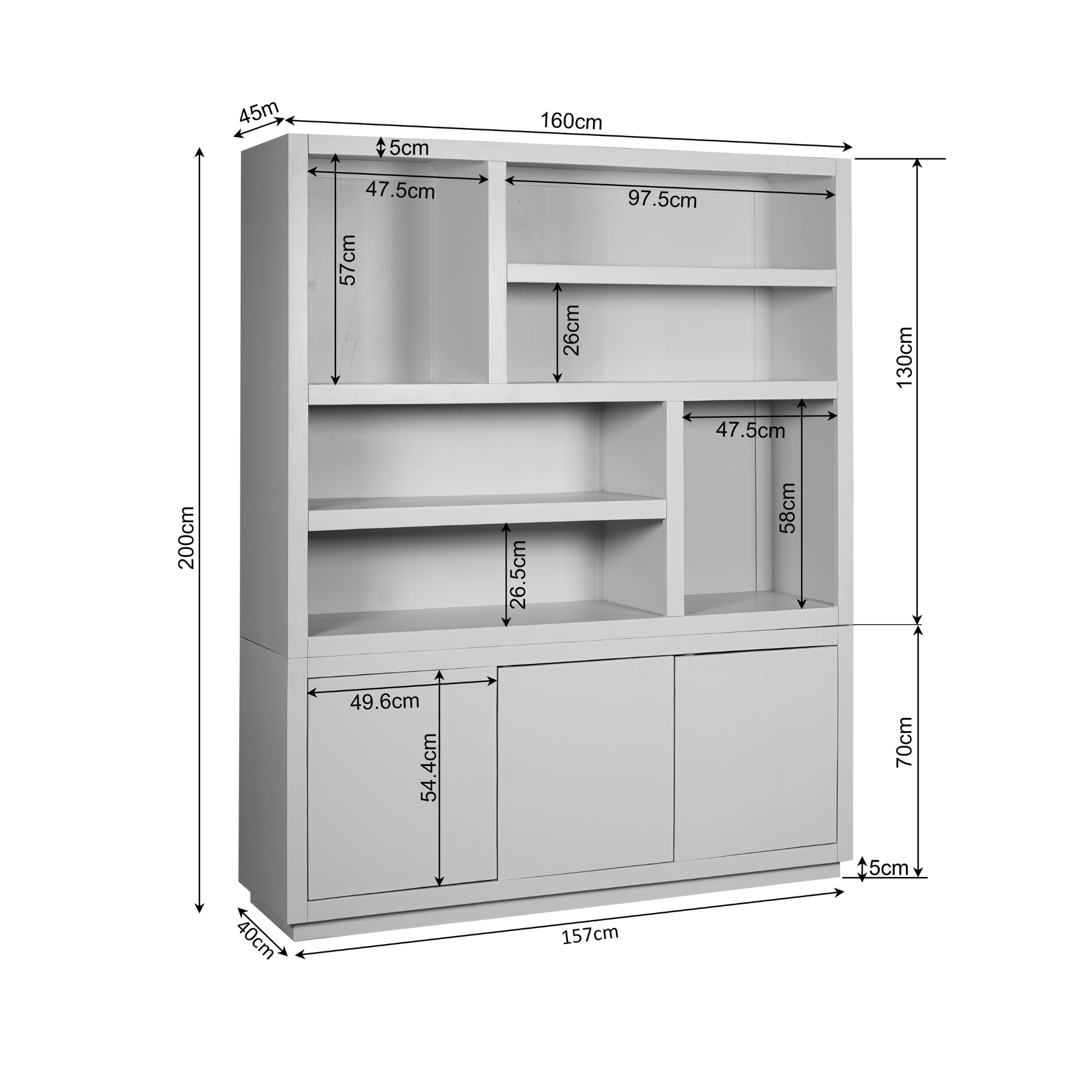Vakkenkast Brussel XL Bruin Mangohout 160 cm - Image 8