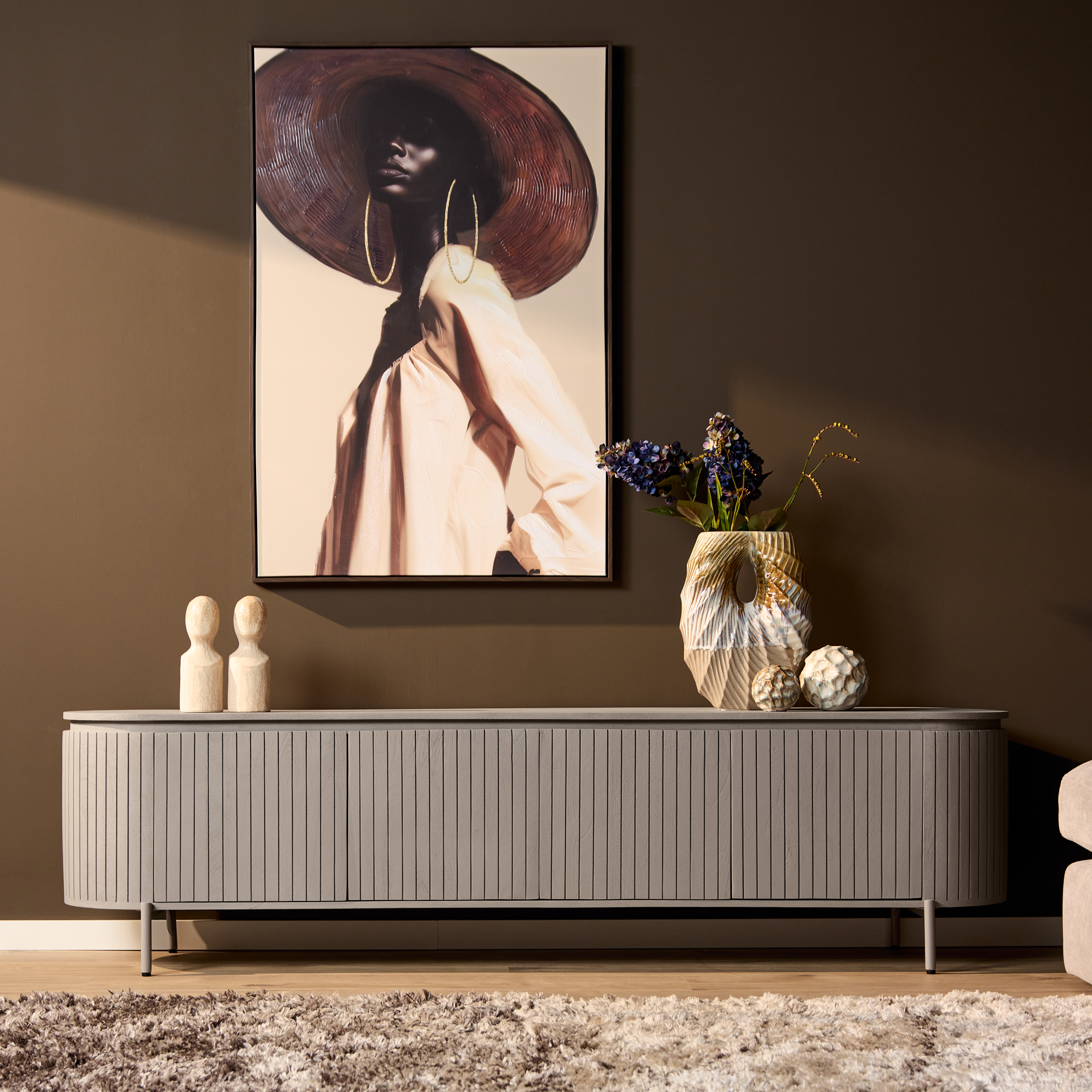 Tv meubel Solana Taupe Mangohout 210 cm - Image 2