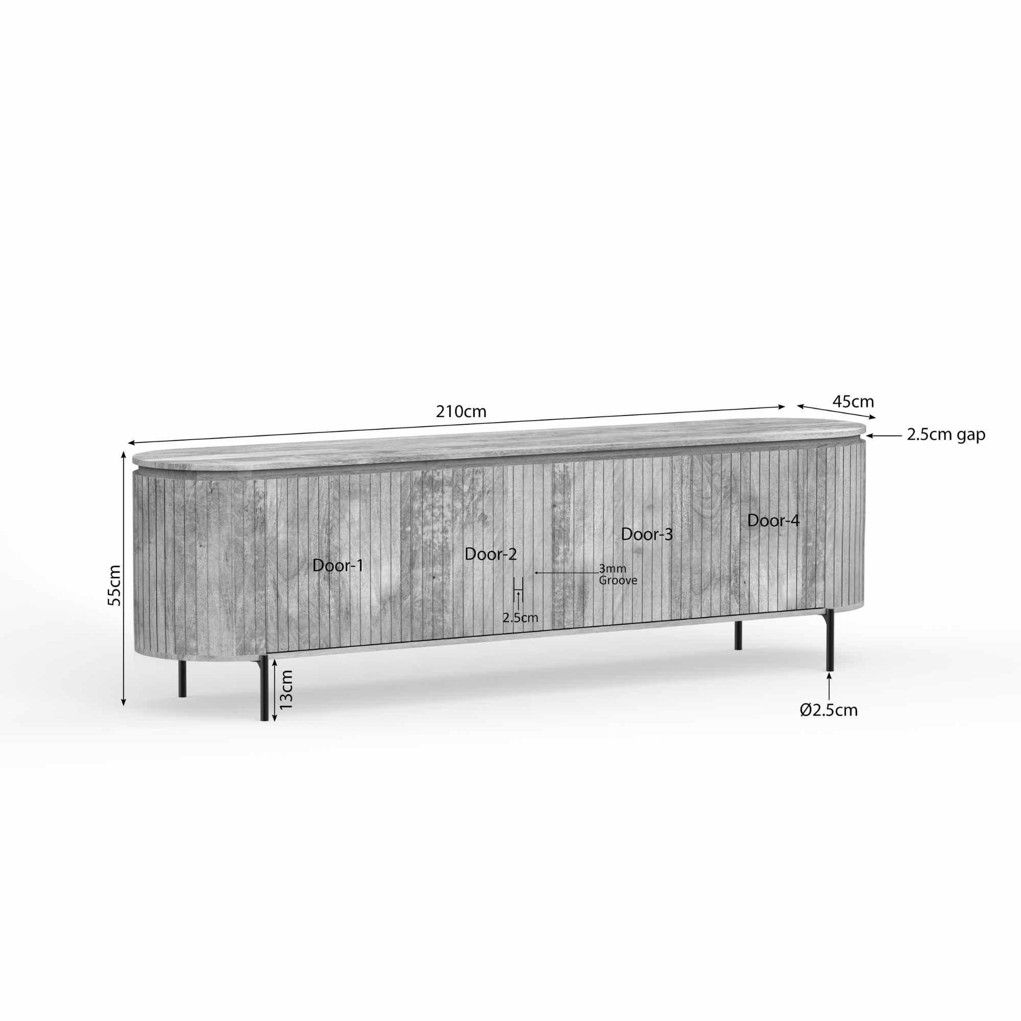 Tv meubel Solana Taupe Mangohout 210 cm - Image 9