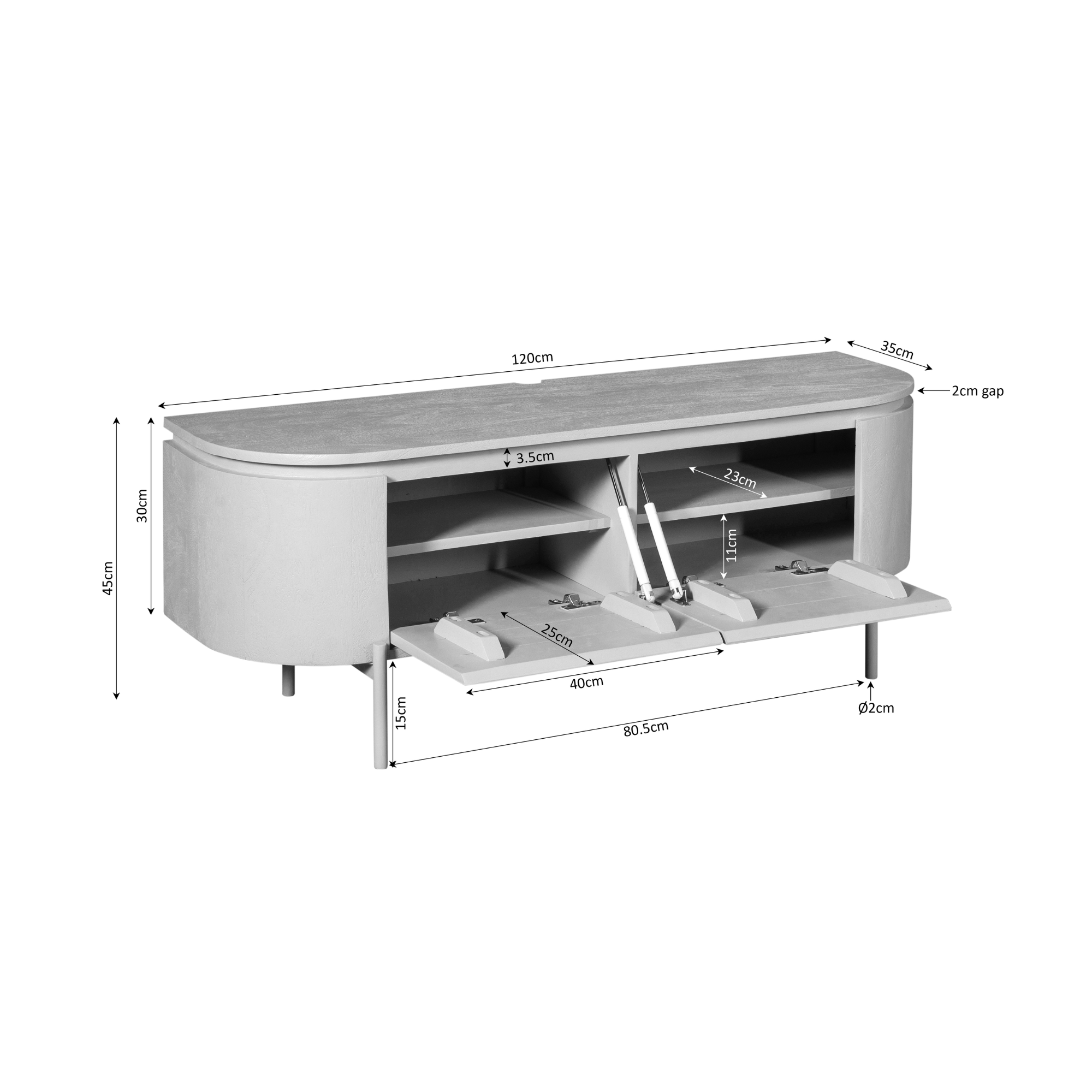 Tv meubel Excellent Naturel Mangohout 120 cm - Image 11