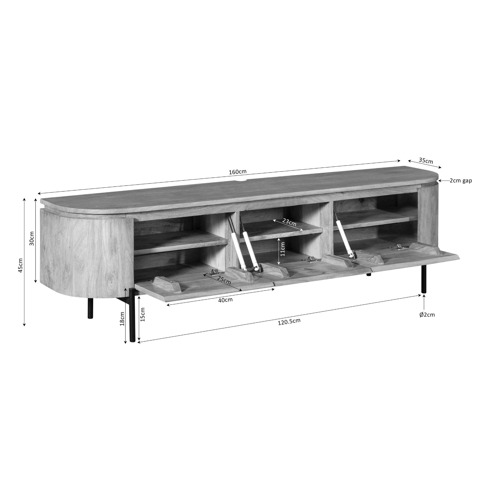 Tv meubel Excellent Naturel Mangohout 160 cm - Image 16