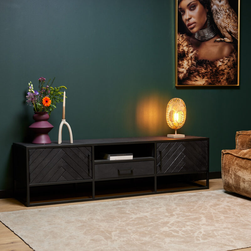 Tv meubel New York Zwart Mangohout 180 cm - Image 1