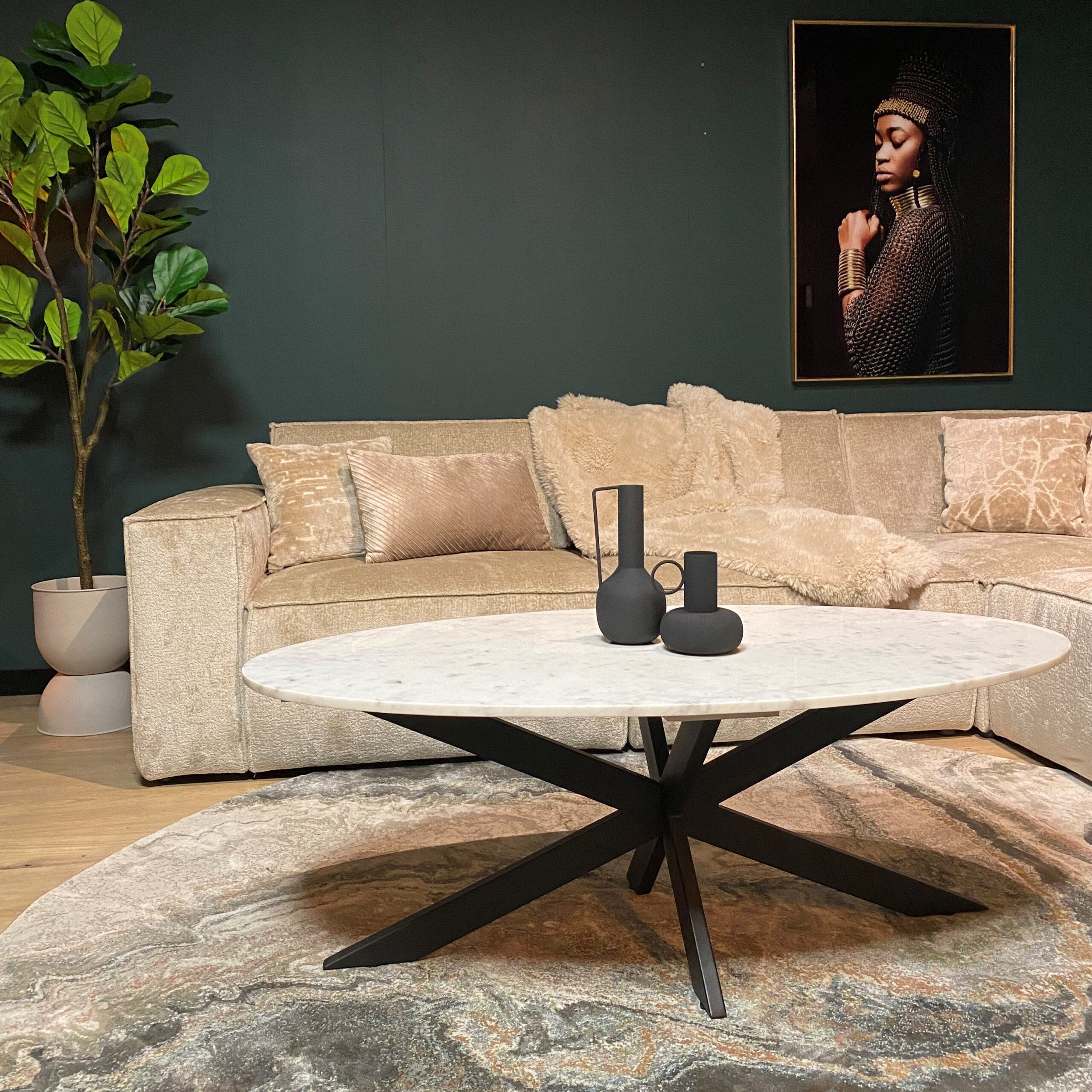 Ovale salontafel Faye Wit Marmer 130 cm - Image 1