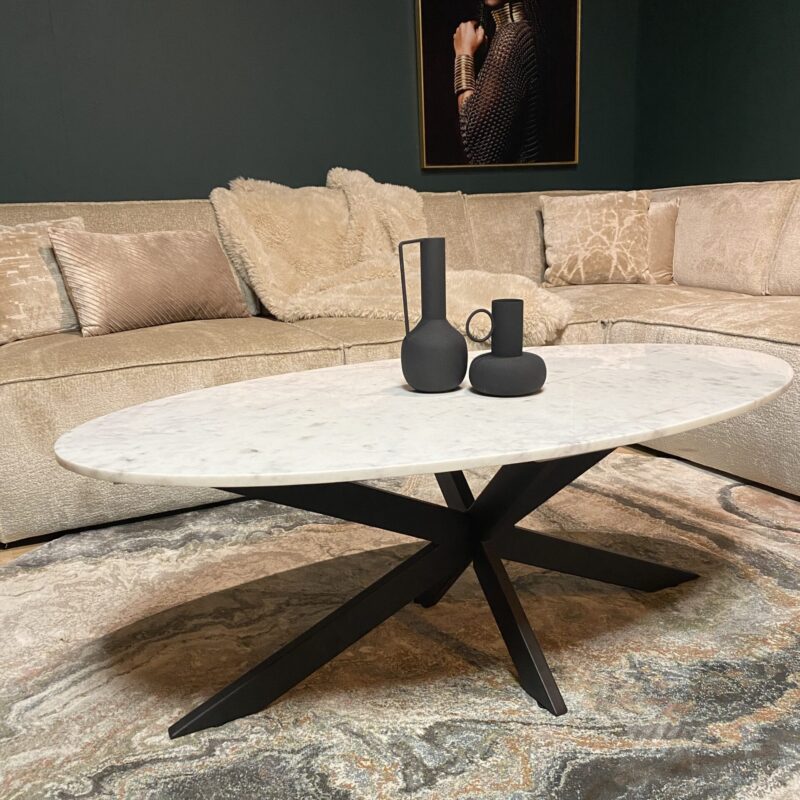 Ovale salontafel Faye Wit Marmer 130 cm - Image 2