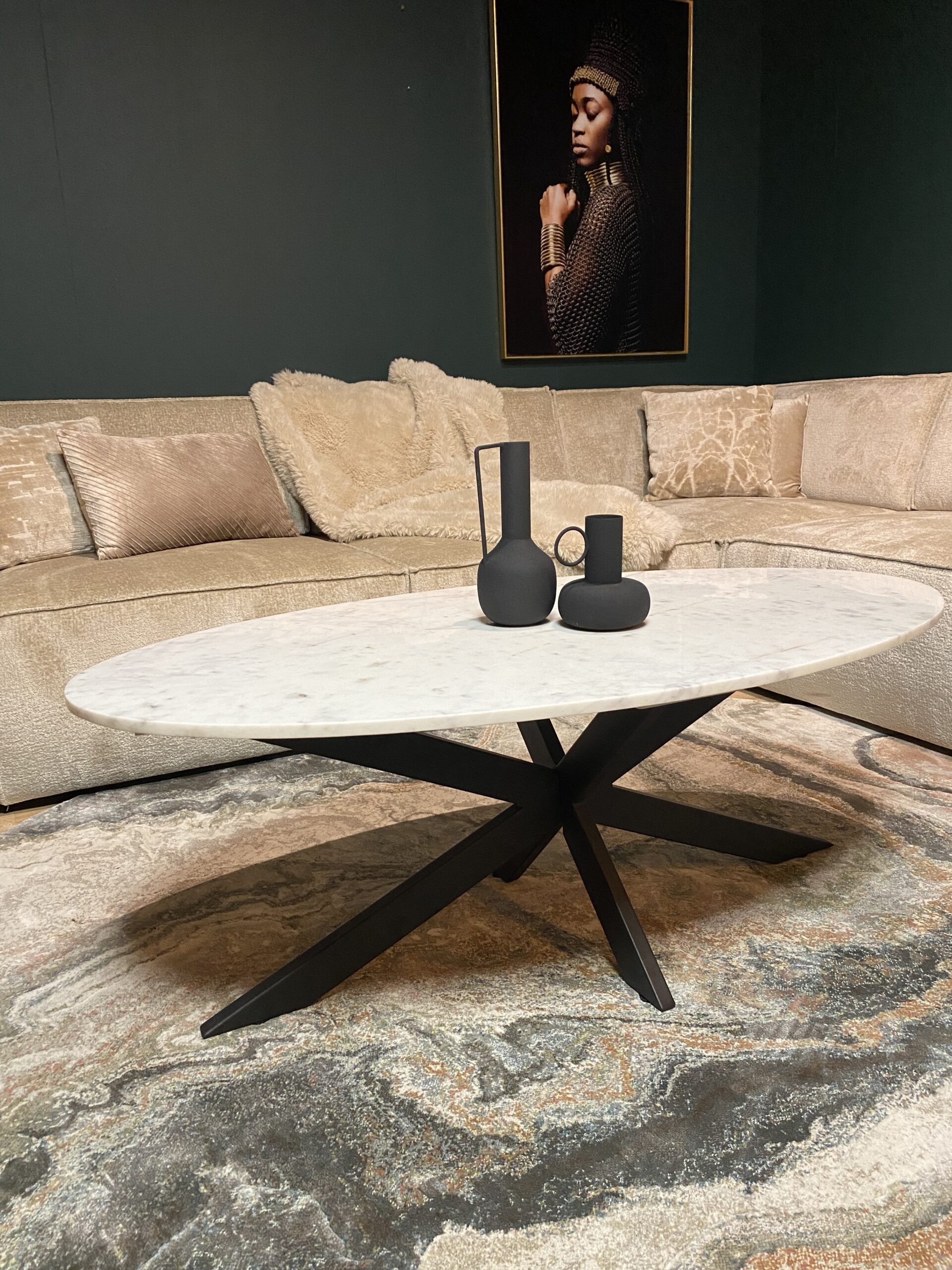 Ovale salontafel Faye Wit Marmer 130 cm - Image 2