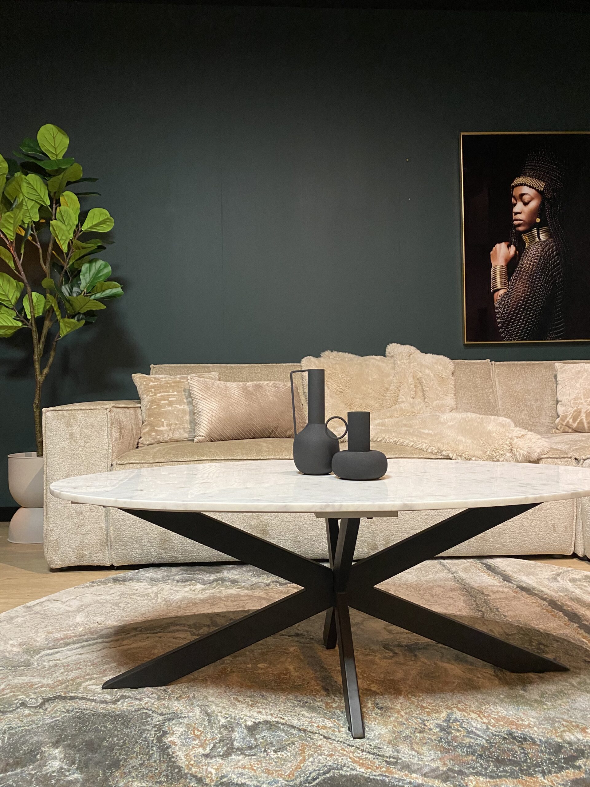 Ovale salontafel Faye Wit Marmer 130 cm - Image 3