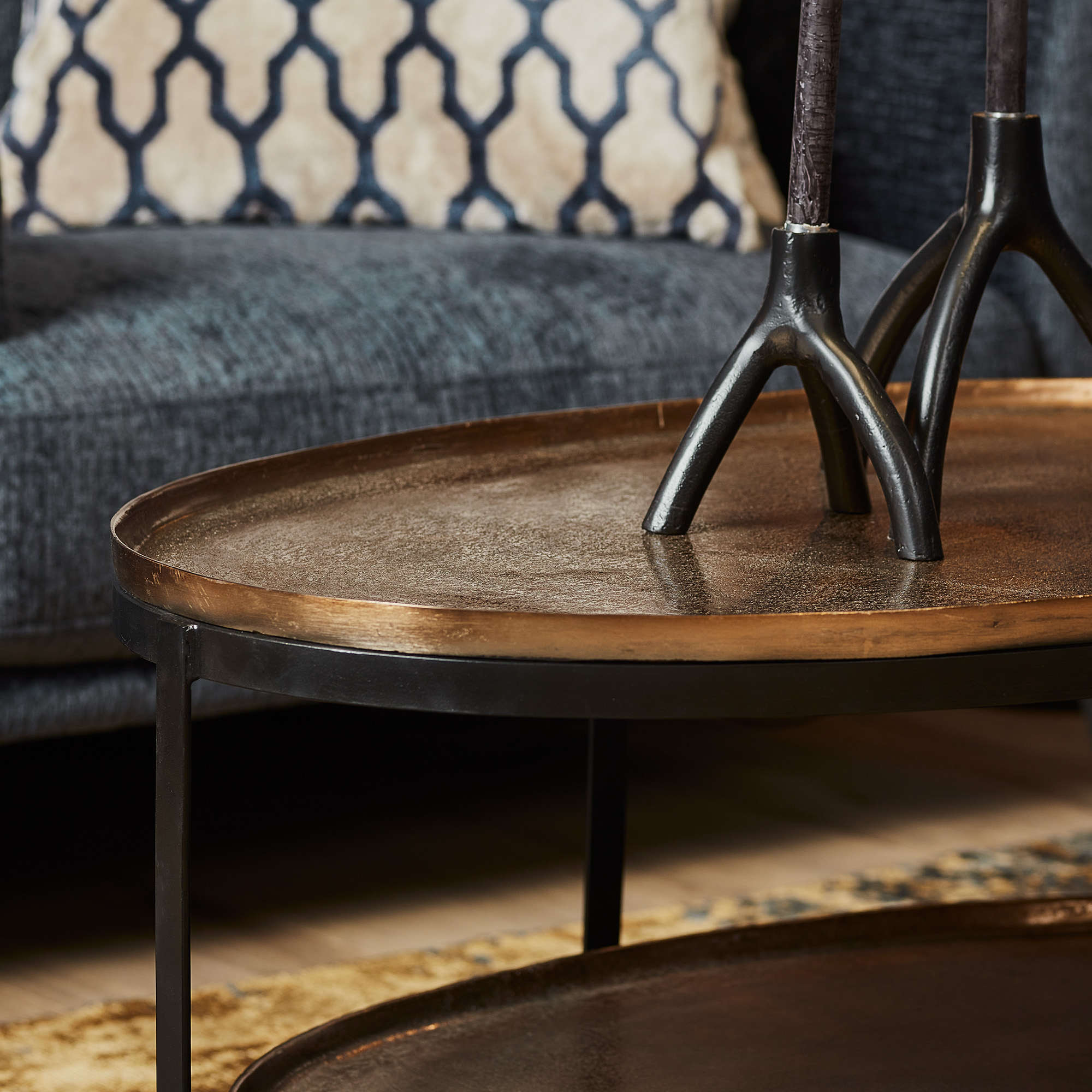 Ovale salontafel Kate Goud Aluminium 100 cm - Image 2