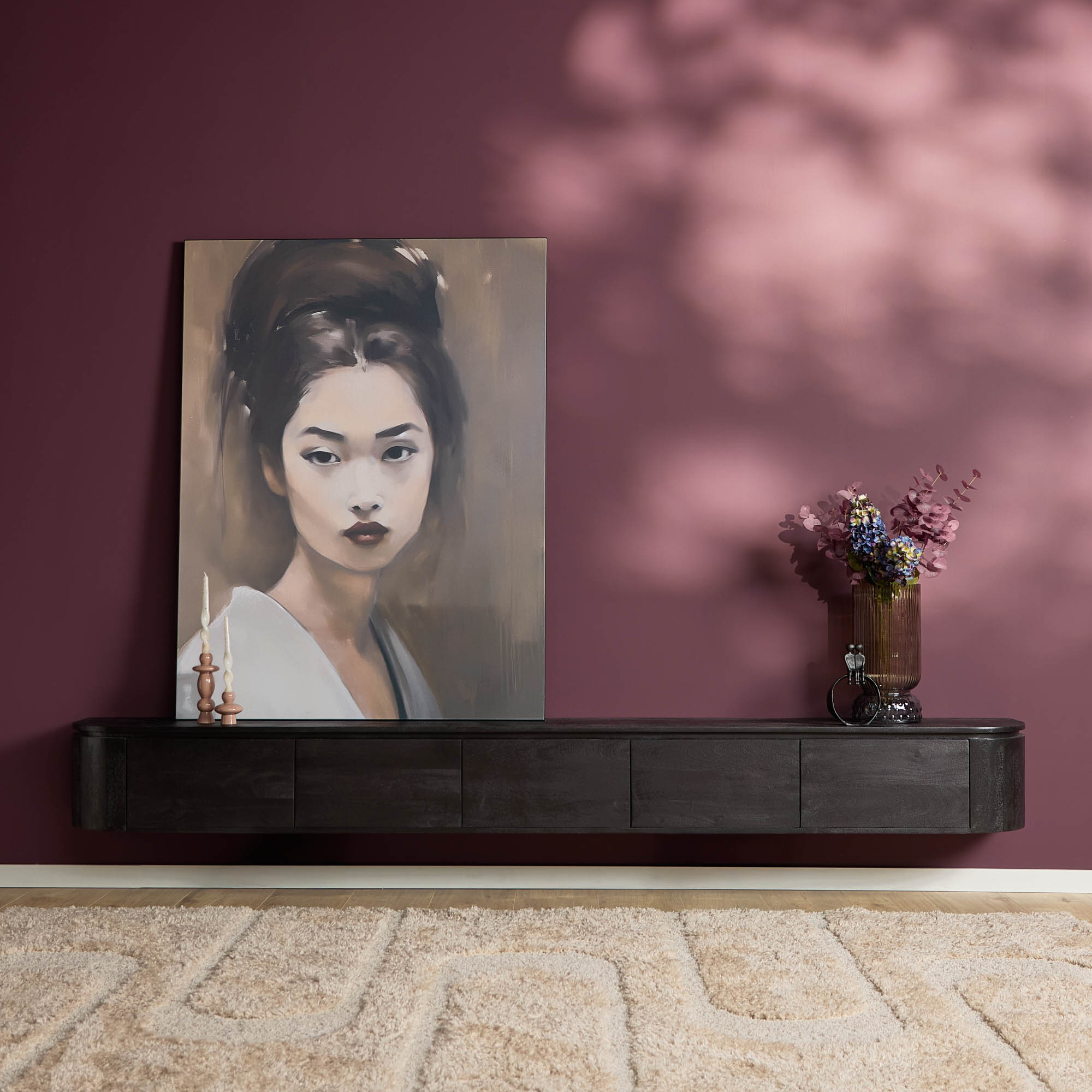 Tv meubel Excellent Zwart Mangohout 280 cm - Image 1