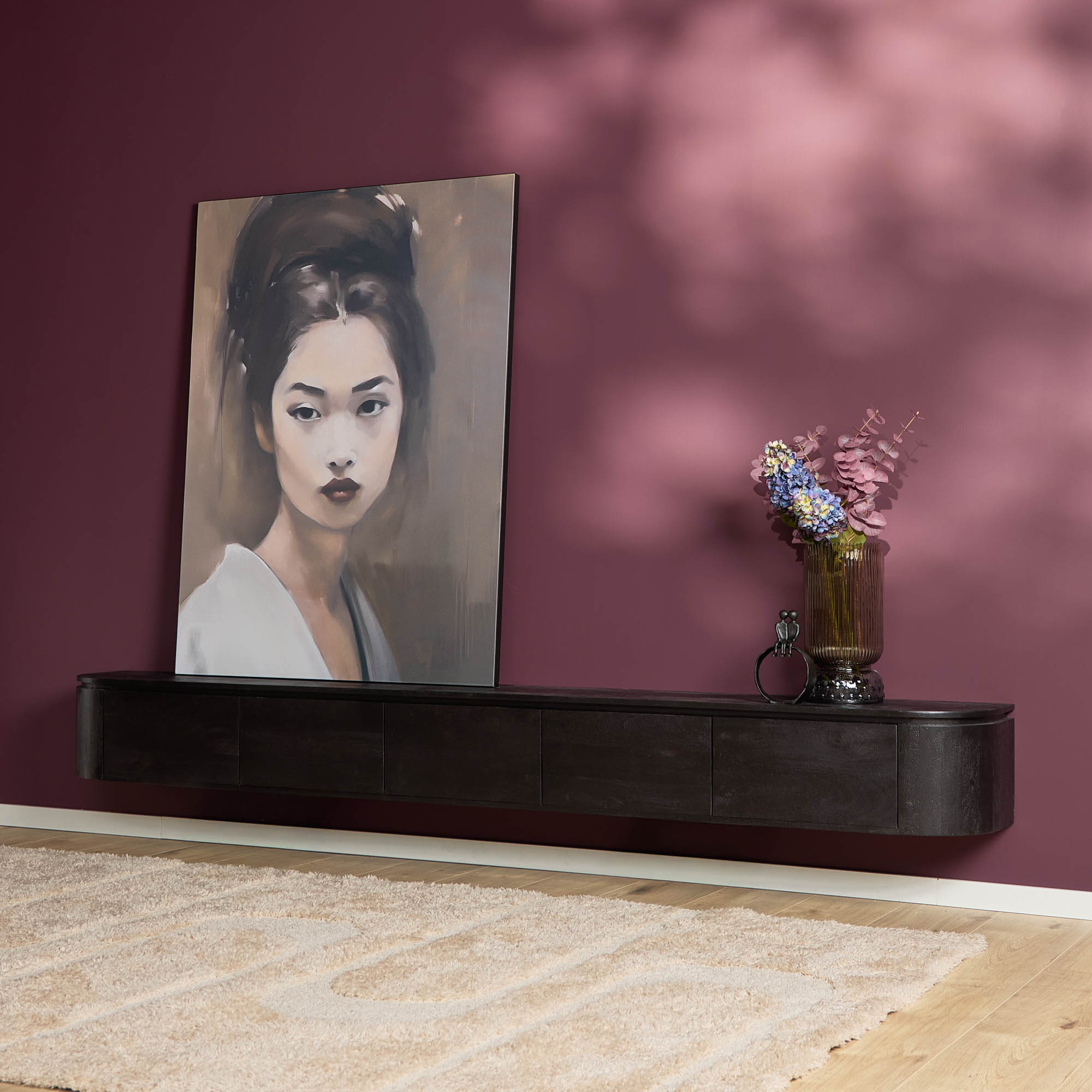 Tv meubel Excellent Zwart Mangohout 280 cm - Image 2