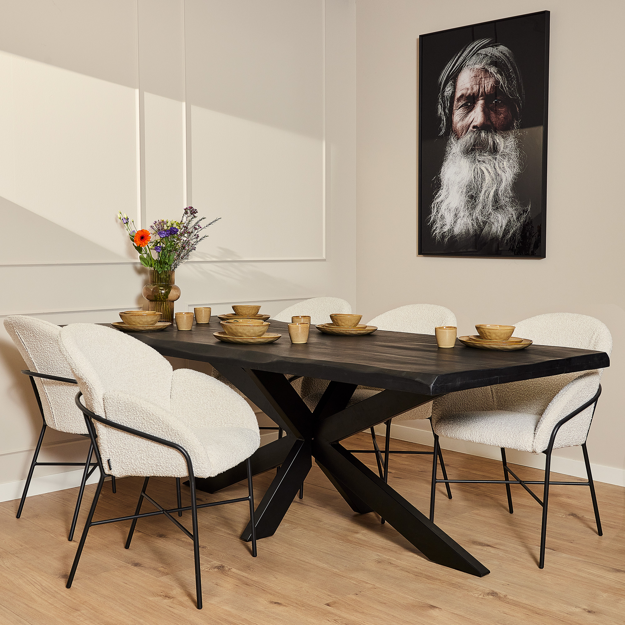Boomstamtafel Boston Zwart Mangohout 240 cm - Image 1