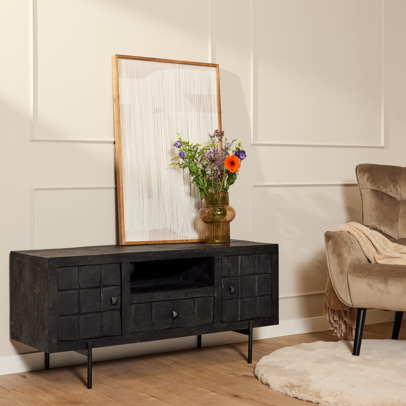 Tv meubel Brandy Zwart Mangohout 120 cm - Image 1