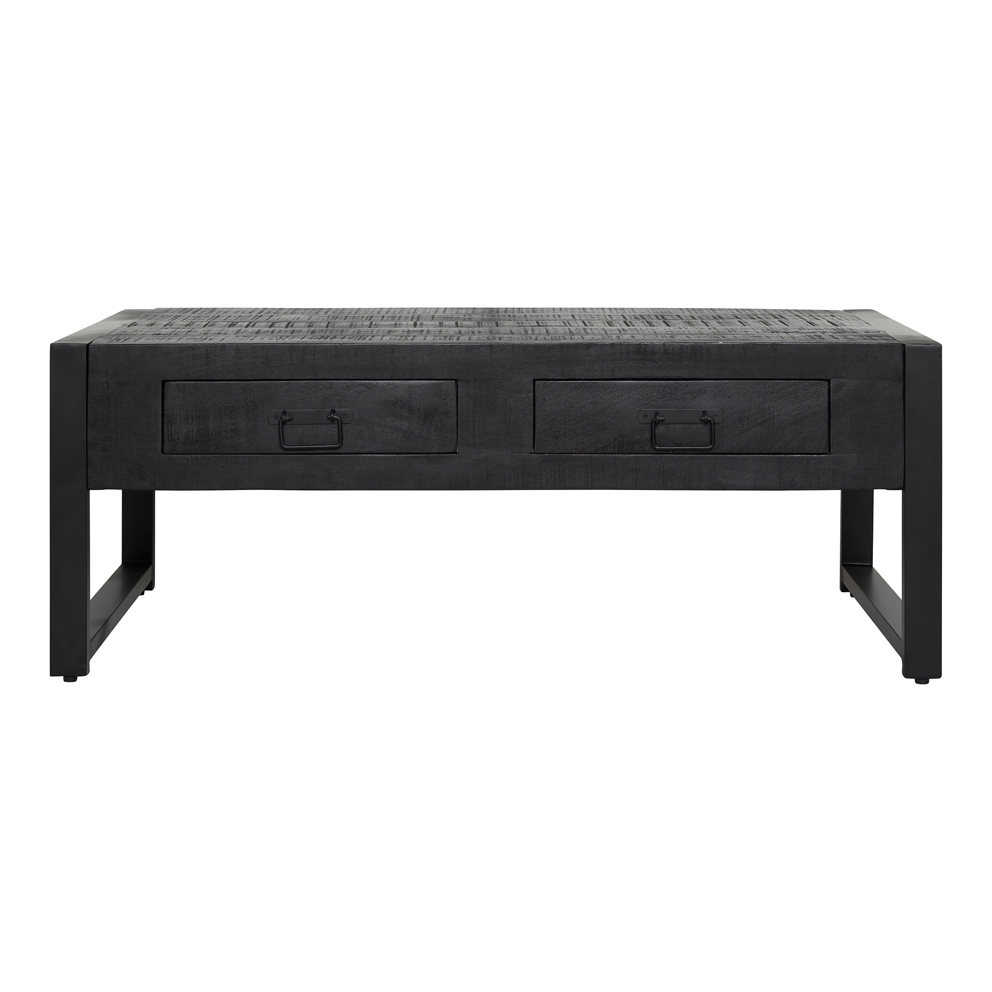 Salontafel Boaz met twee lades Zwart Mangohout 120 cm - Image 3