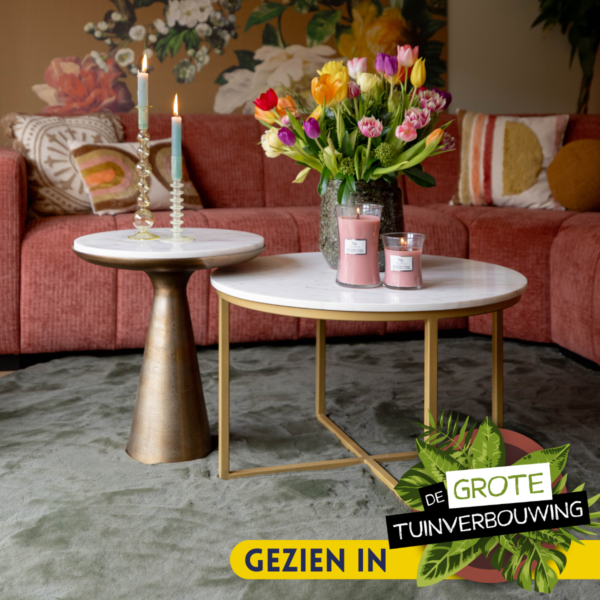 Bijzettafel Essy Wit Marmer/metaal 45 cm - Image 3