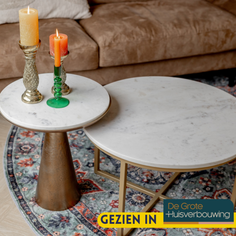 Bijzettafel Essy Wit Marmer/metaal 45 cm - Image 4