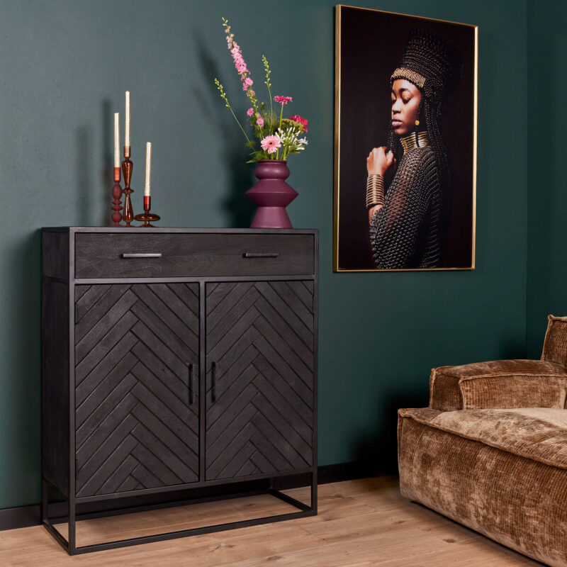 Kabinet New York Zwart Mangohout 100 cm - Image 1