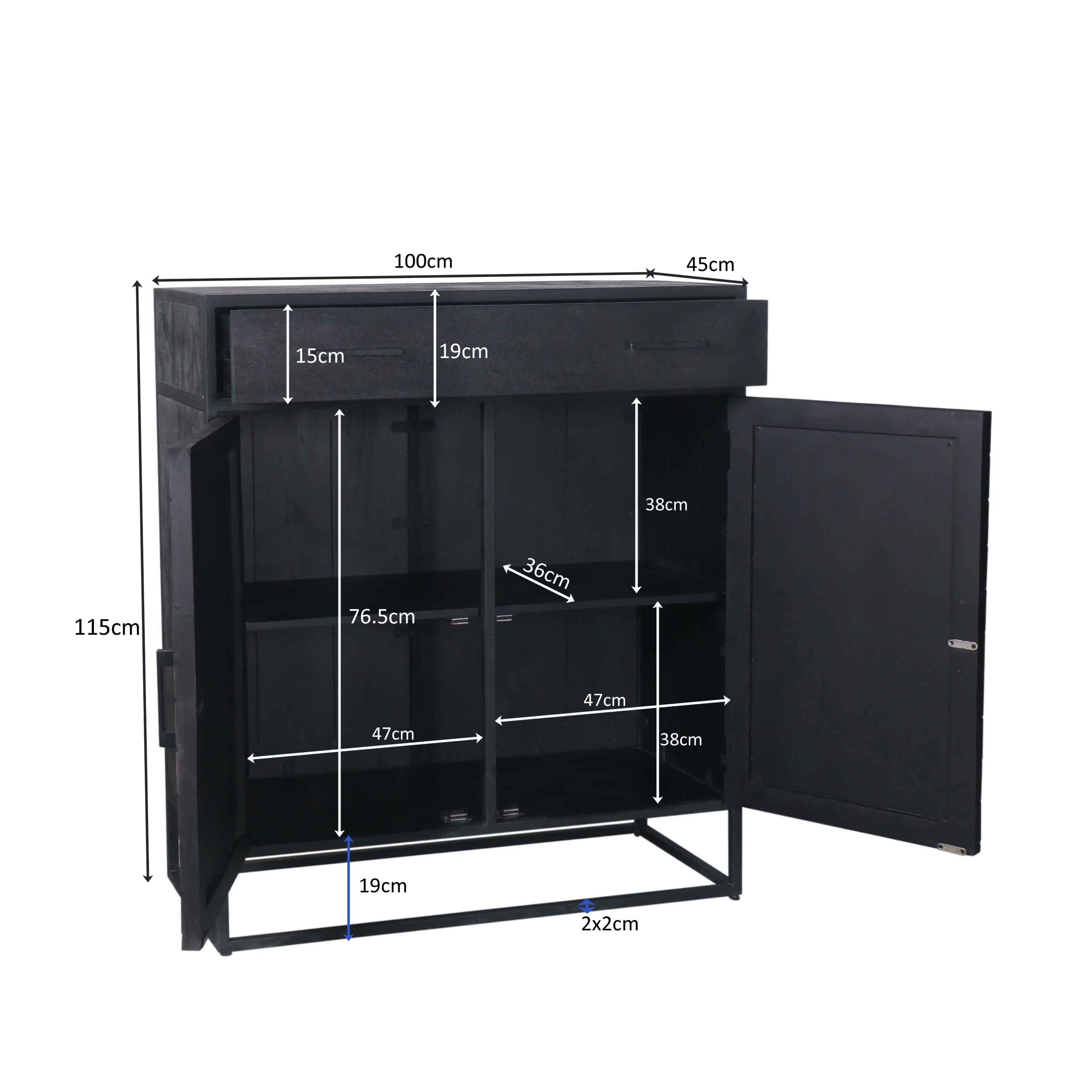 Kabinet New York Zwart Mangohout 100 cm - Image 10