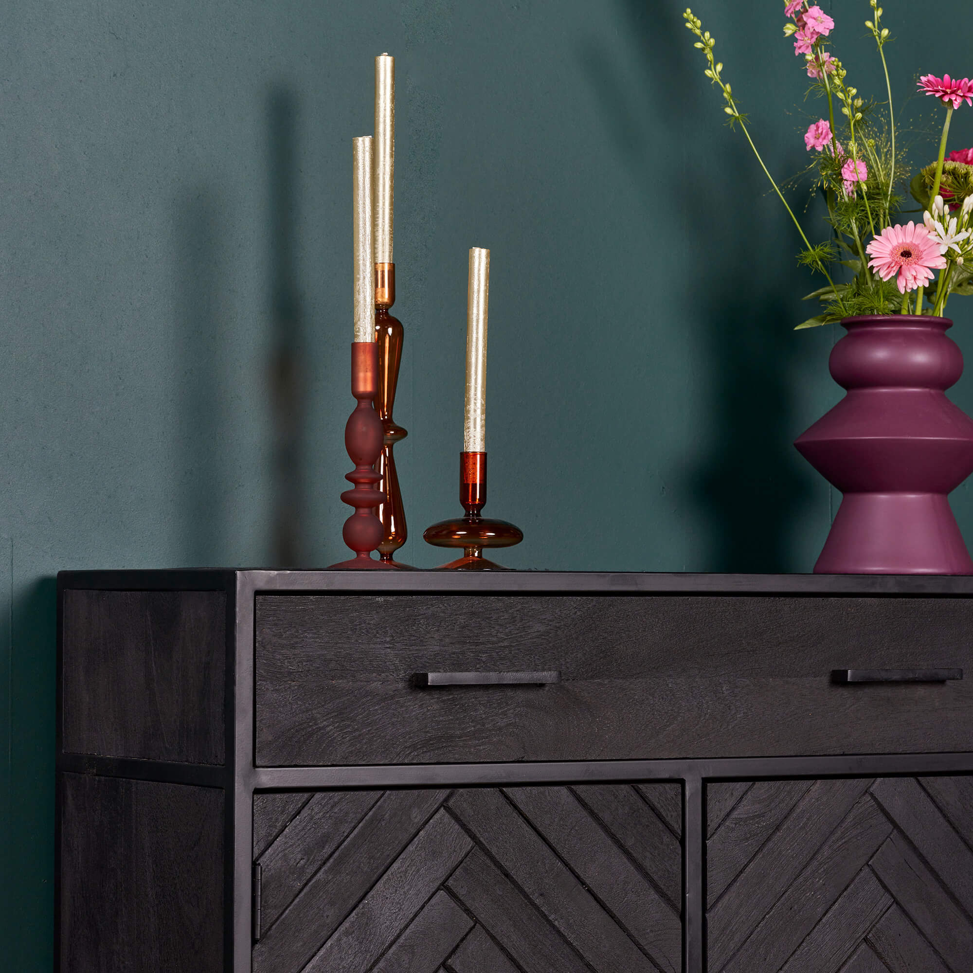 Kabinet New York Zwart Mangohout 100 cm - Image 3
