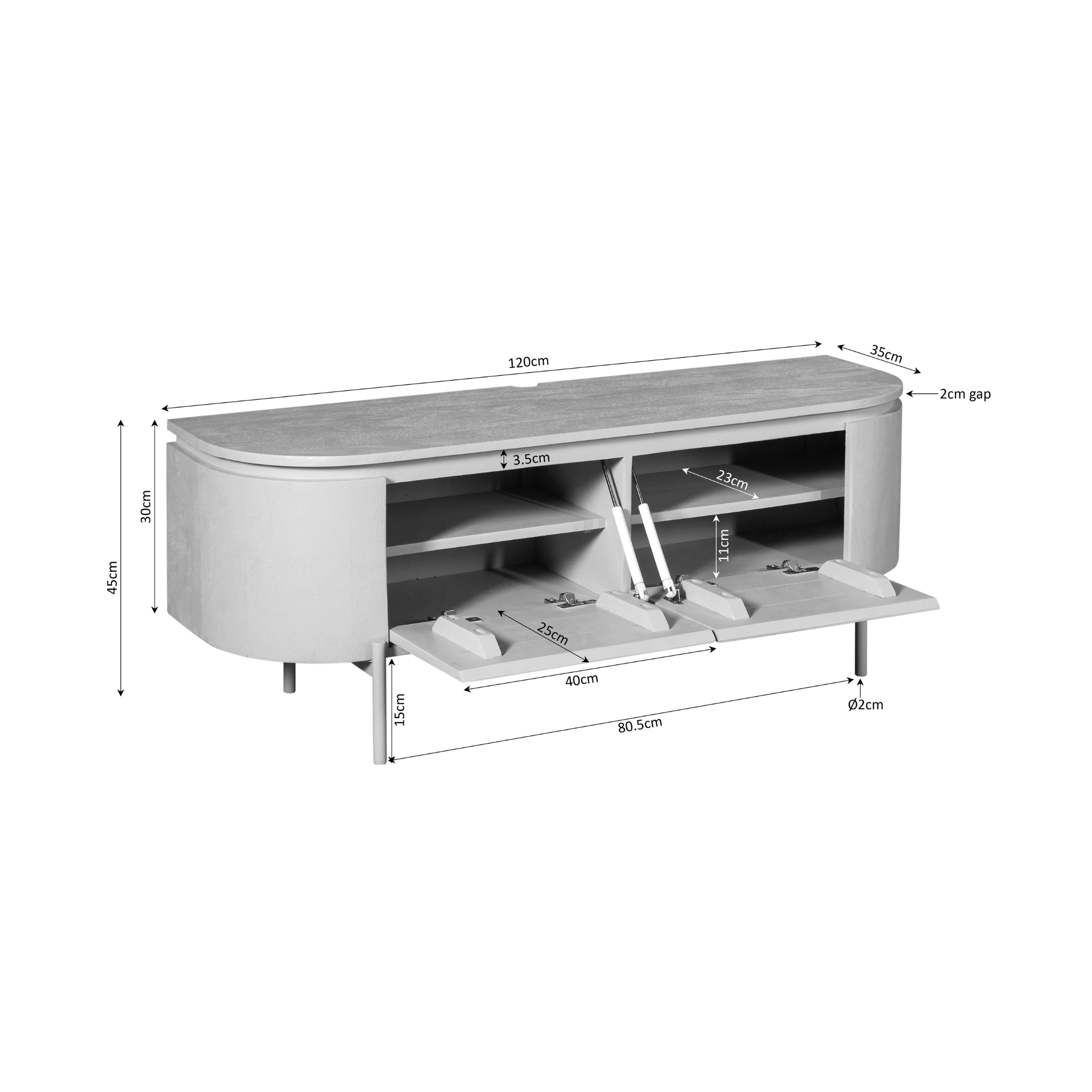 Tv meubel Excellent Zwart Mangohout 120 cm - Image 12
