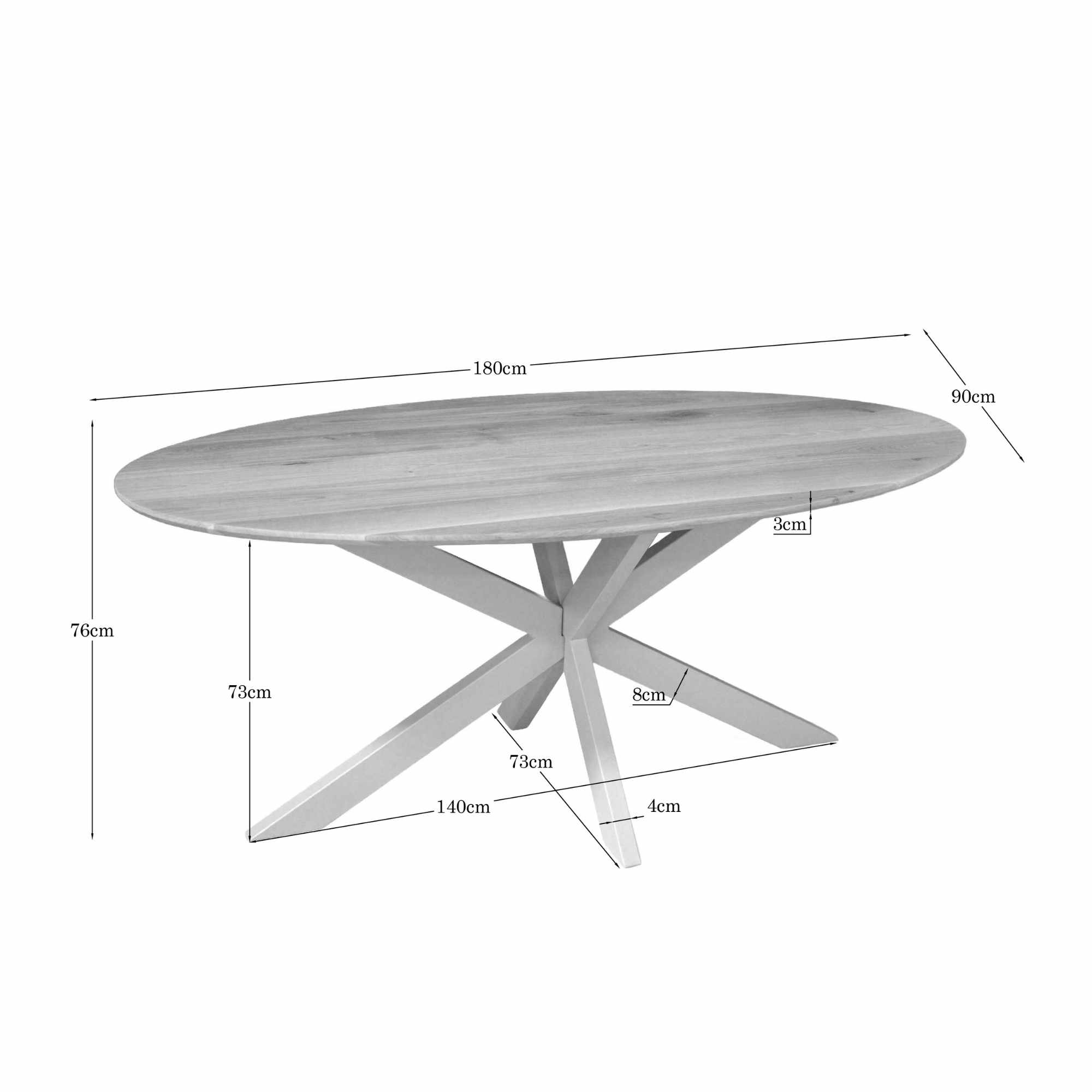 Ovale eettafel Ferris Naturel Poot Zand Eikenhout 180 cm - Image 4