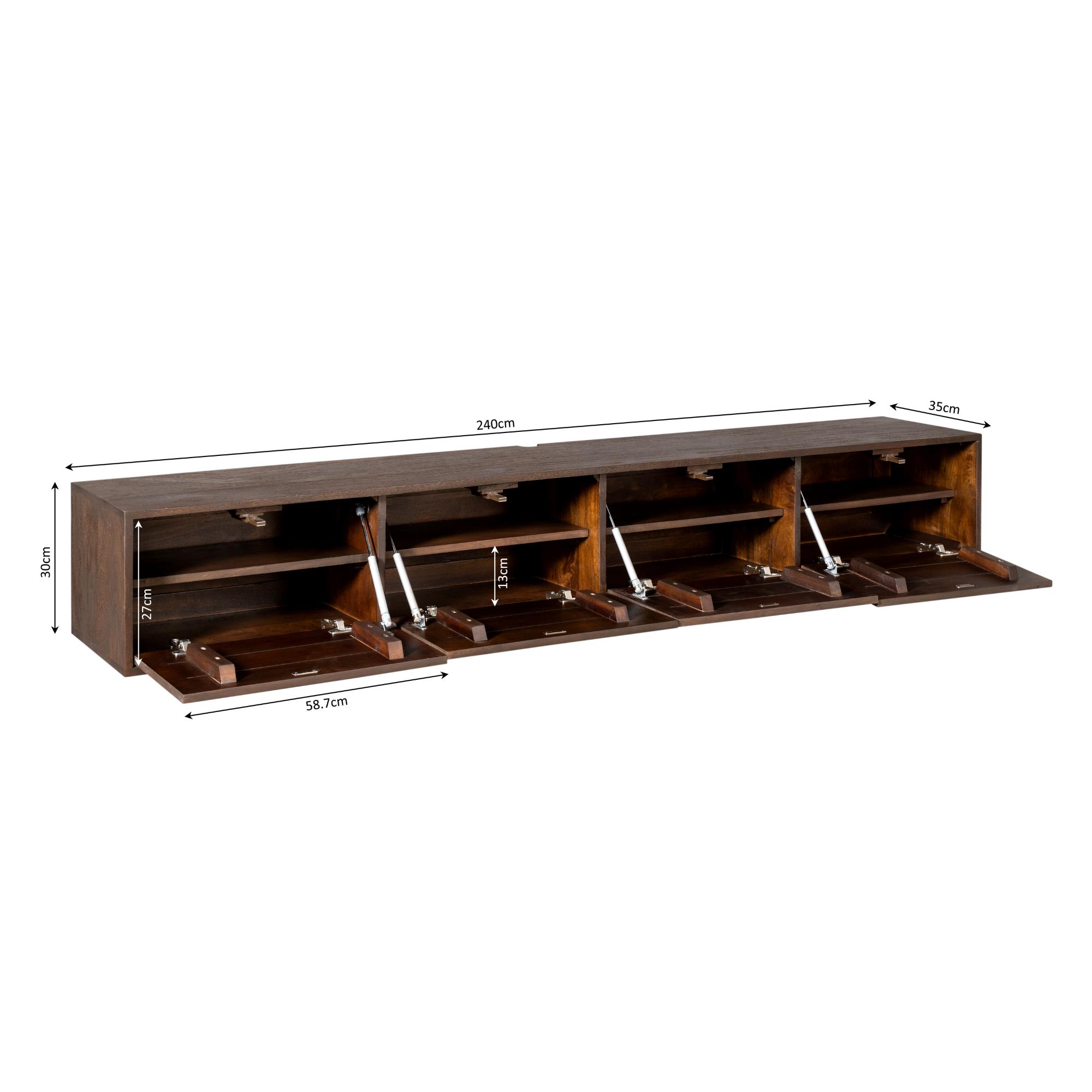 Zwevend tv meubel Vision Bruin Mangohout 240 cm - Image 10