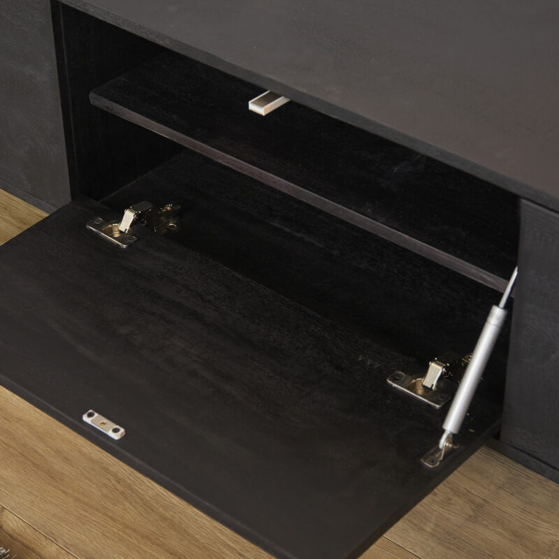 Zwevend tv meubel Vison Zwart Mangohout 160 cm - Image 2