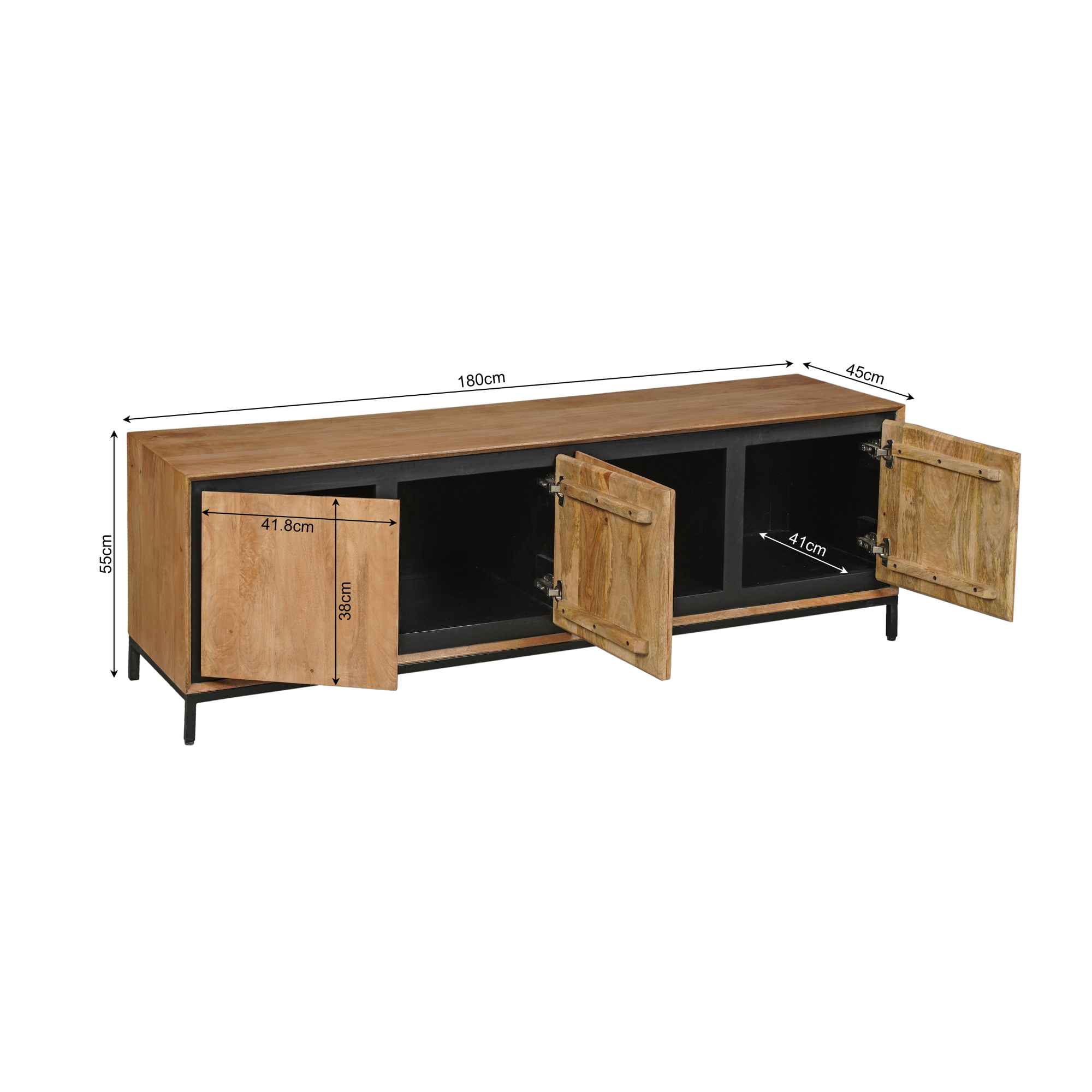 Tv meubel RichWood Naturel Mangohout 180 cm - Image 8