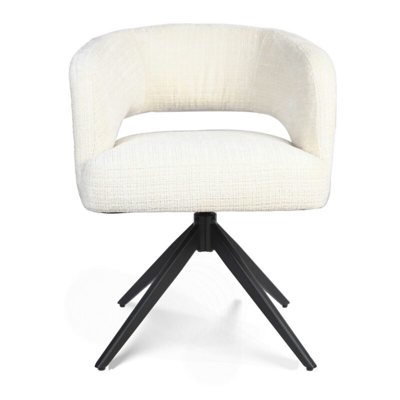 Draaibare eetkamerstoel Demi met armleuning Off White Poot Zwart - Image 2