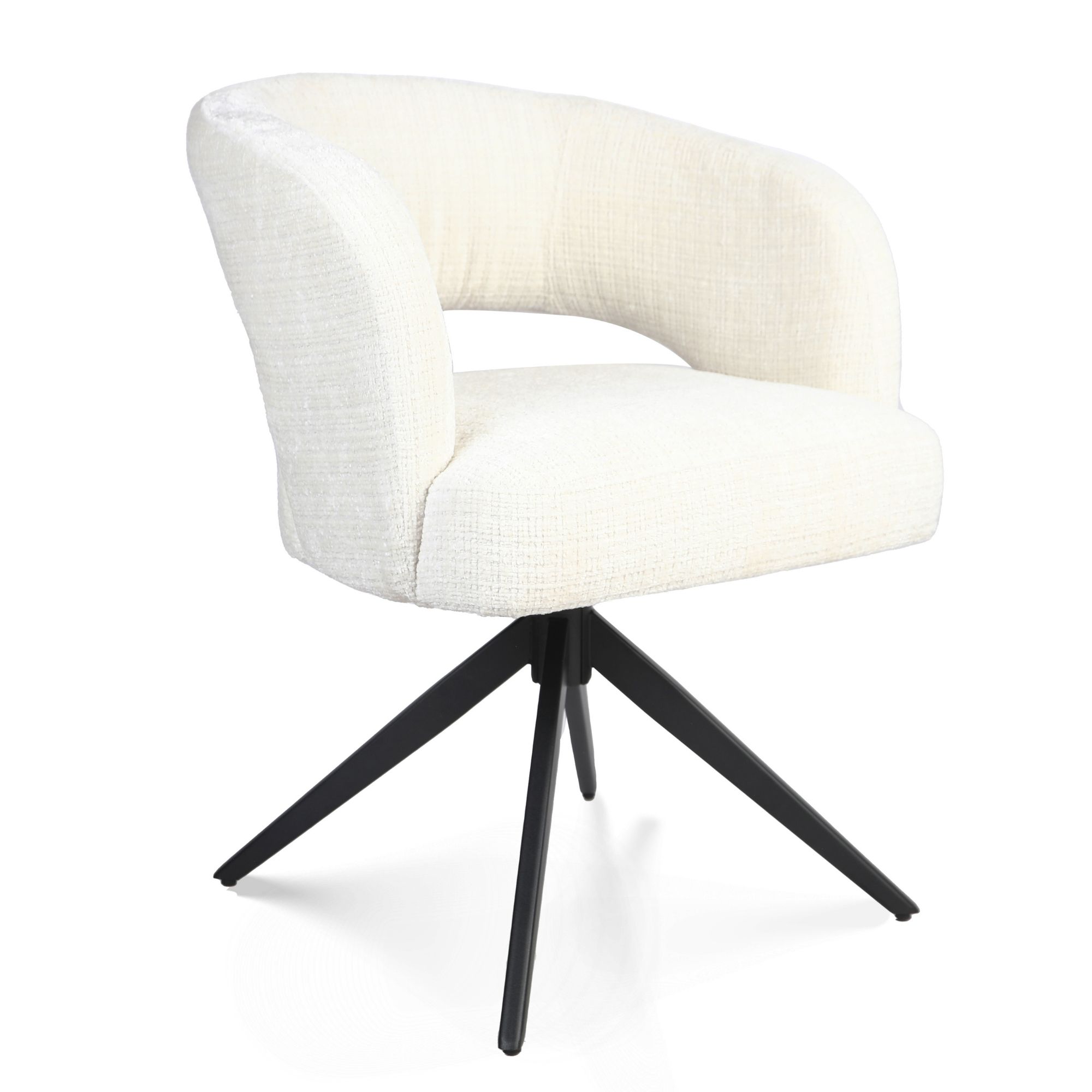 Draaibare eetkamerstoel Demi met armleuning Off White Poot Zwart - Image 3
