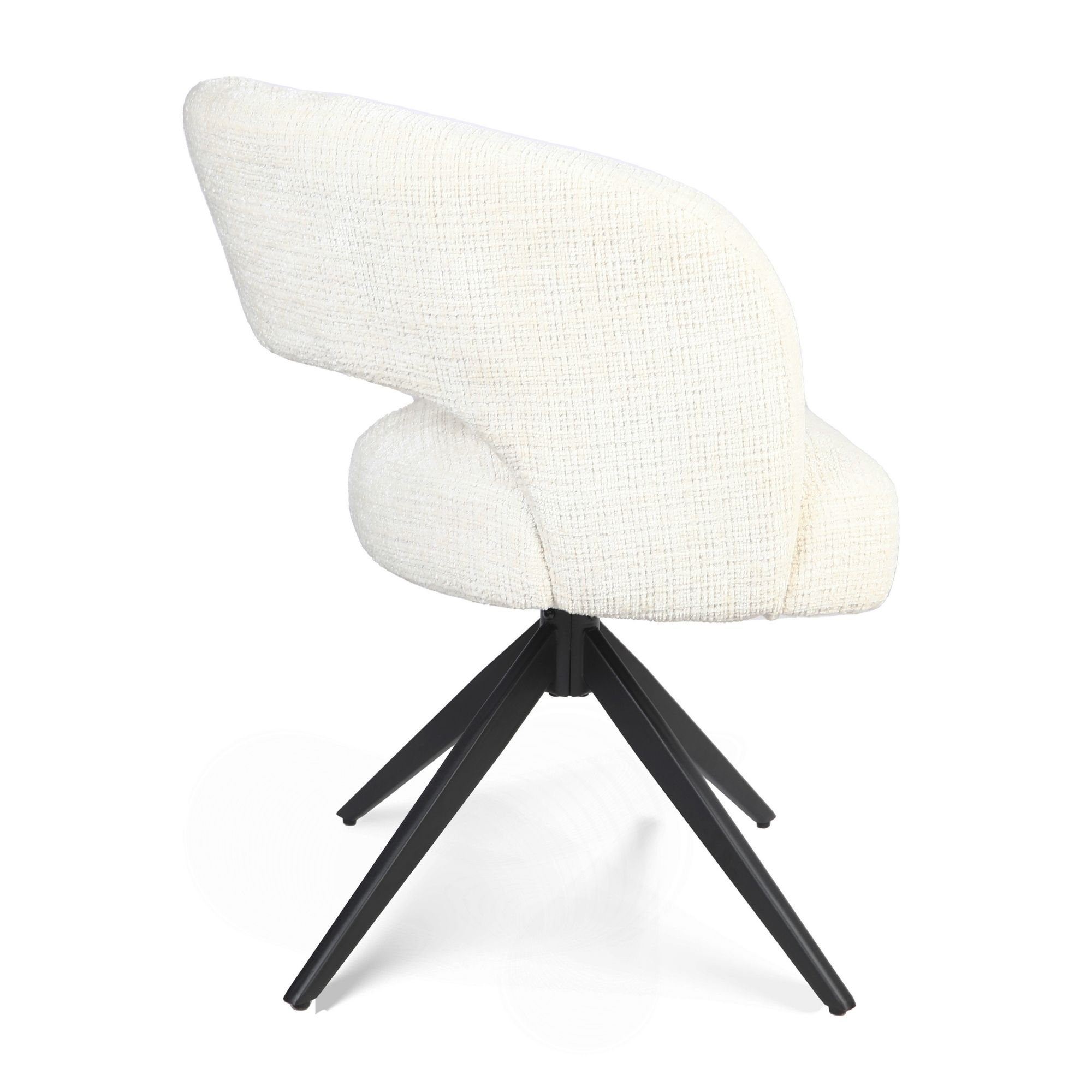 Draaibare eetkamerstoel Demi met armleuning Off White Poot Zwart - Image 4