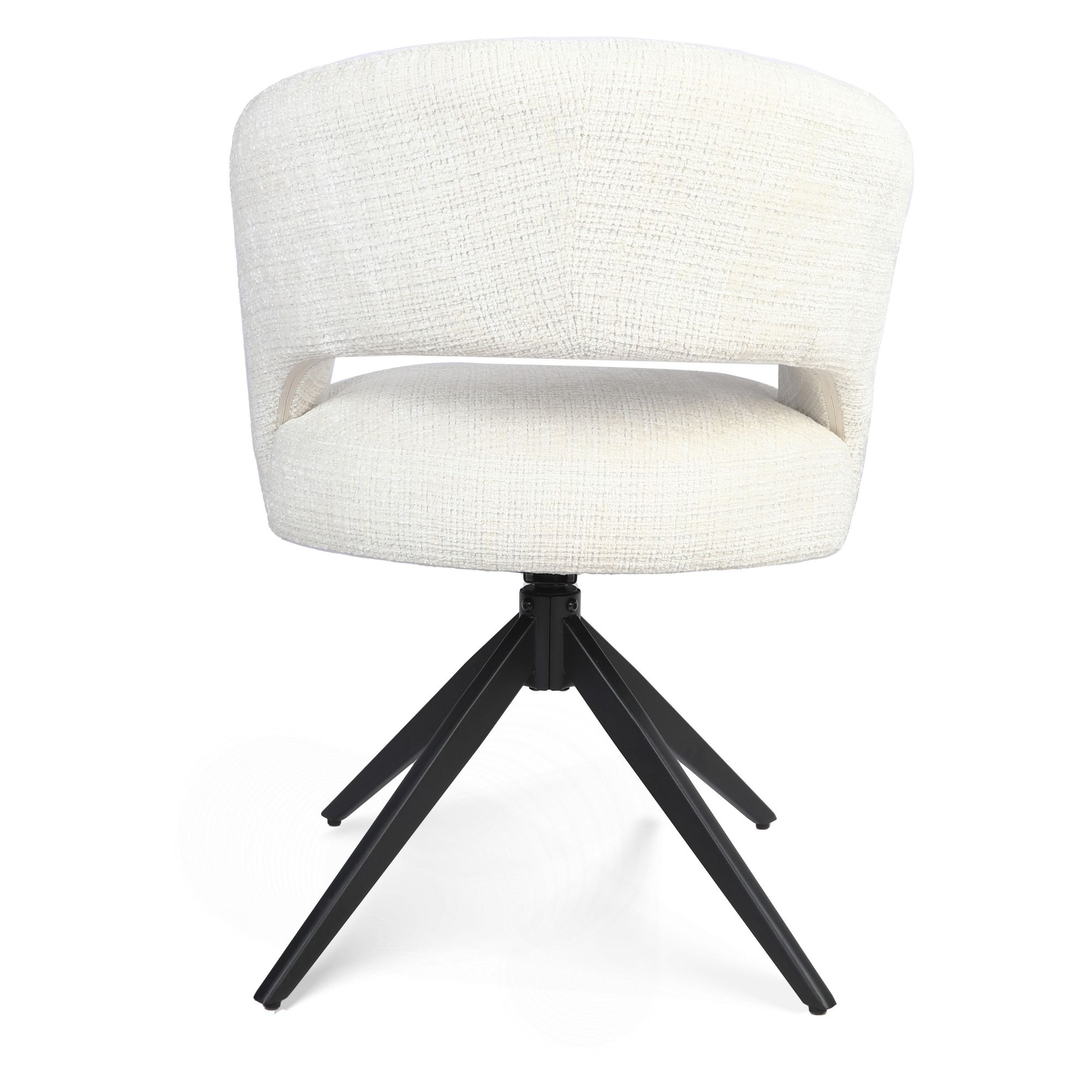 Draaibare eetkamerstoel Demi met armleuning Off White Poot Zwart - Image 6