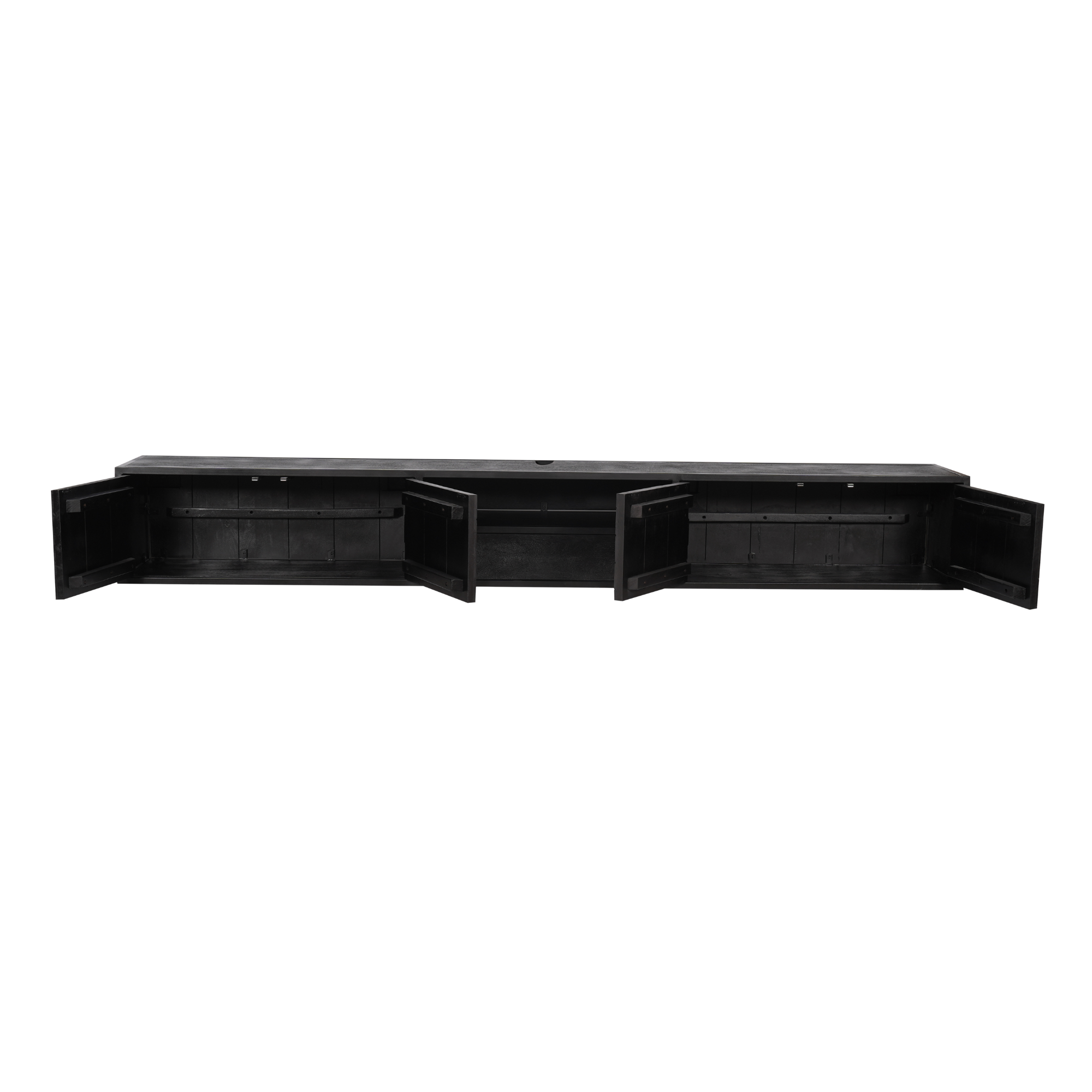Zwevend tv meubel New York Zwart Mangohout 280 cm - Image 3